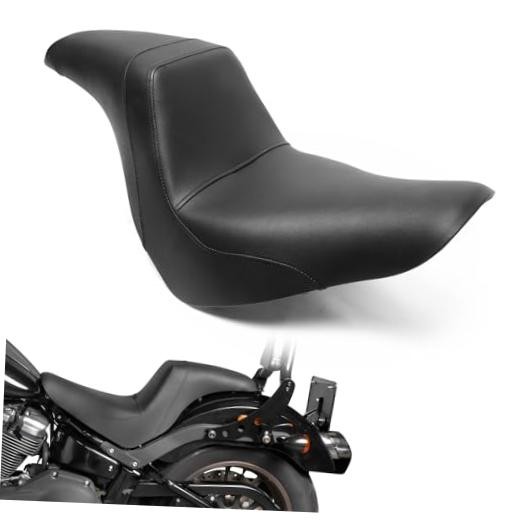 Motorcycle Driver Passenger Seat Two-up Leather Rear Passenger Seat Fit Black
