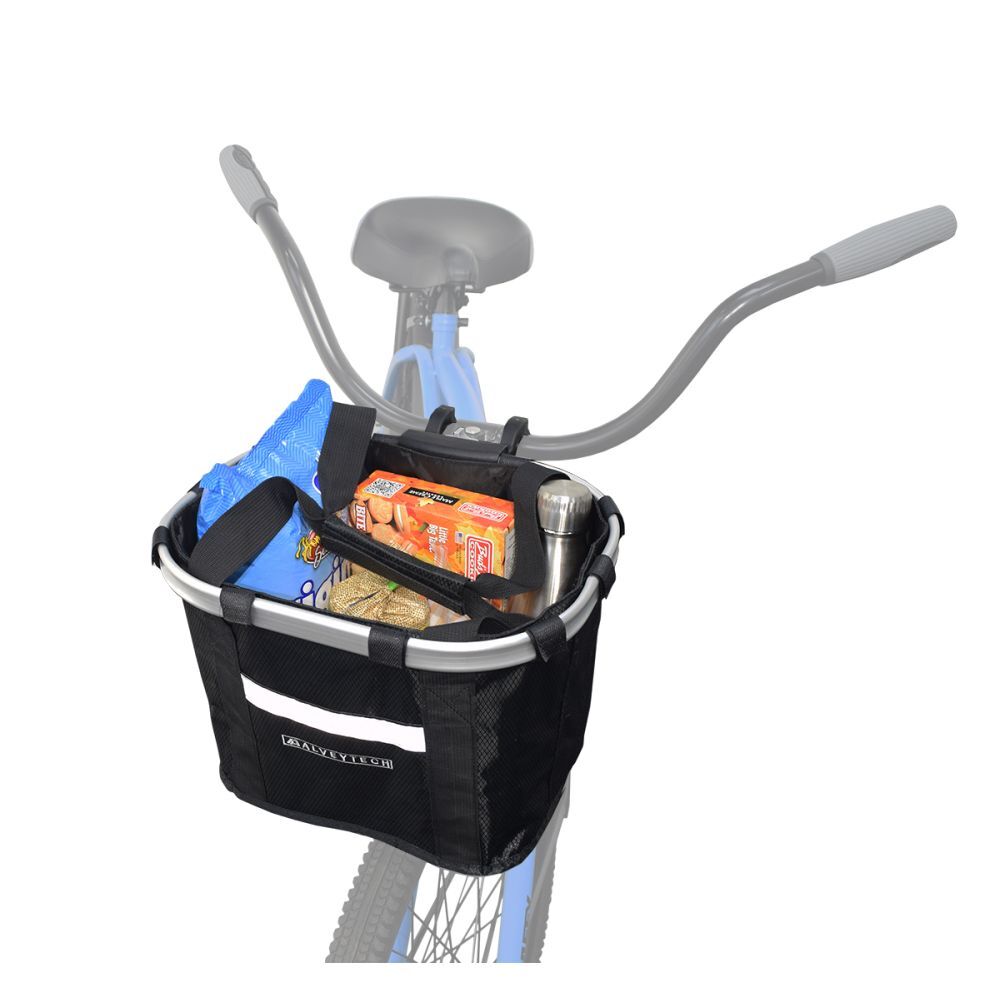 Collapsible Front Basket for Bike & Scooter with Safety Strap, Mounting Brackets