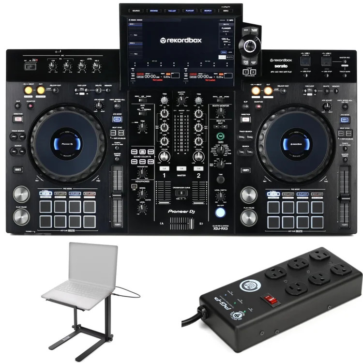 Pioneer DJ XDJ-RX3 Digital DJ System with Laptop Stand and Power Conditioner