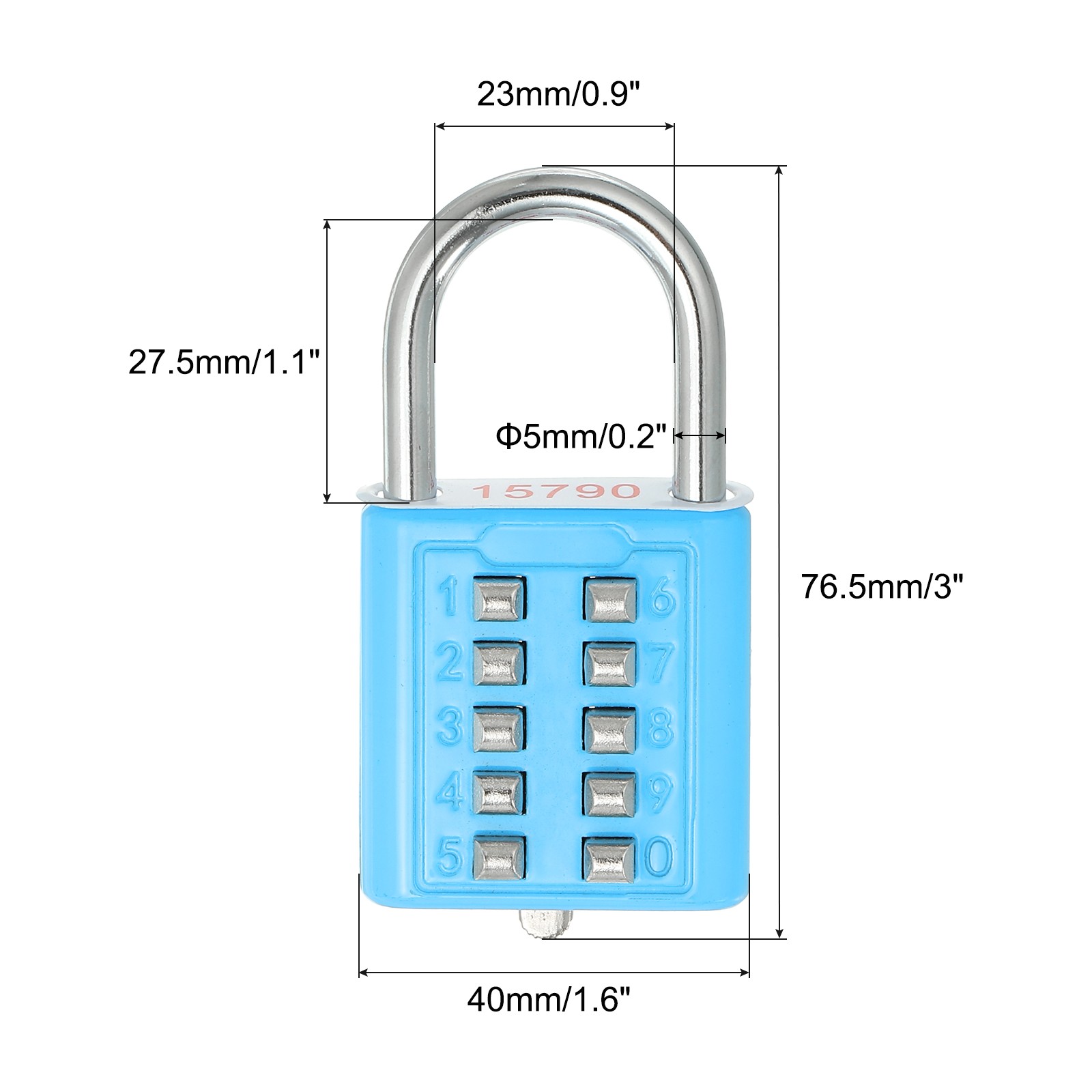 10 Digit Button Combination Padlock 5 Position Locking Mechanism Lock Blue