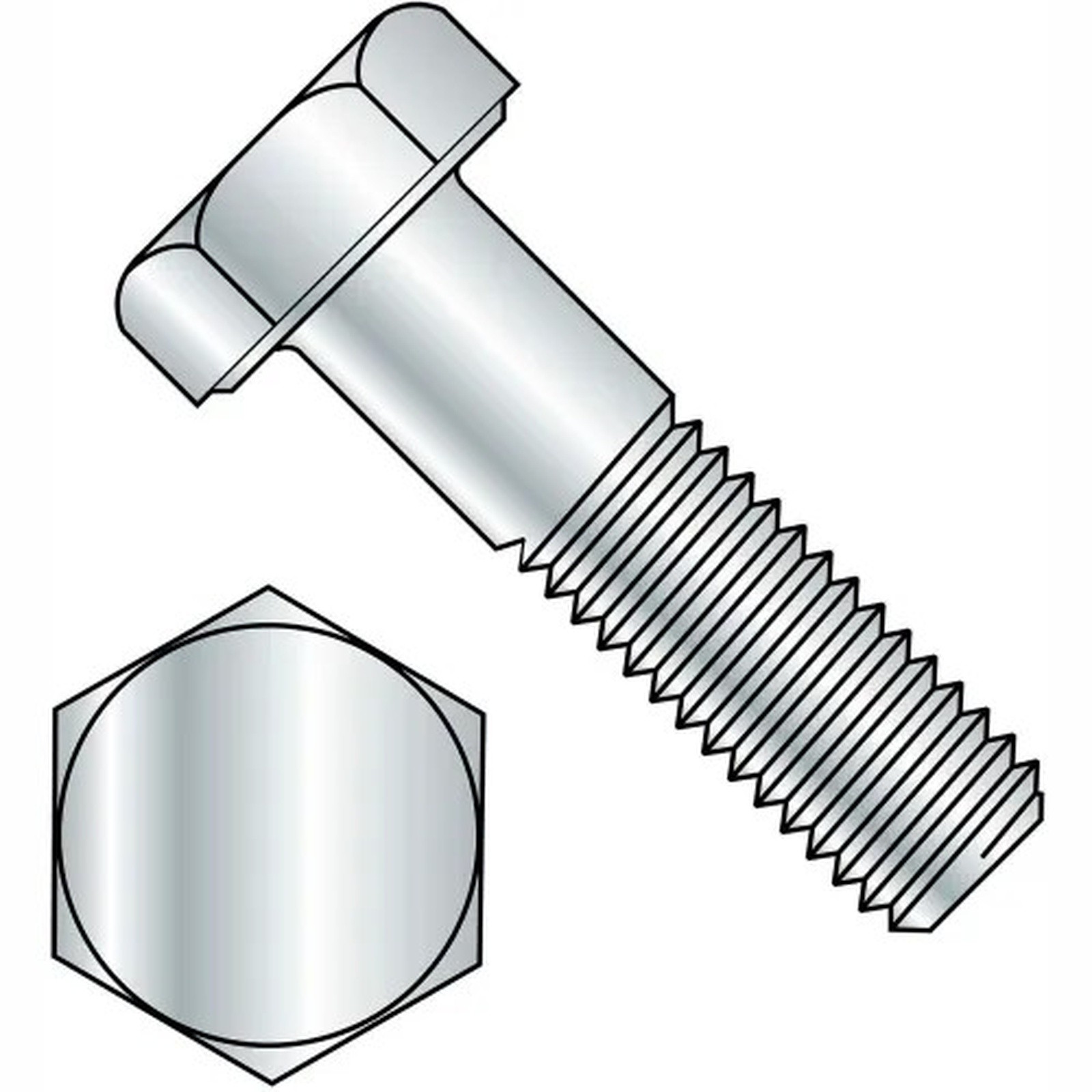 Hex Cap Screw - 1/4-20 x 2" - Steel - Zinc CR+3 - Grade 2 - PT - Pkg of 100