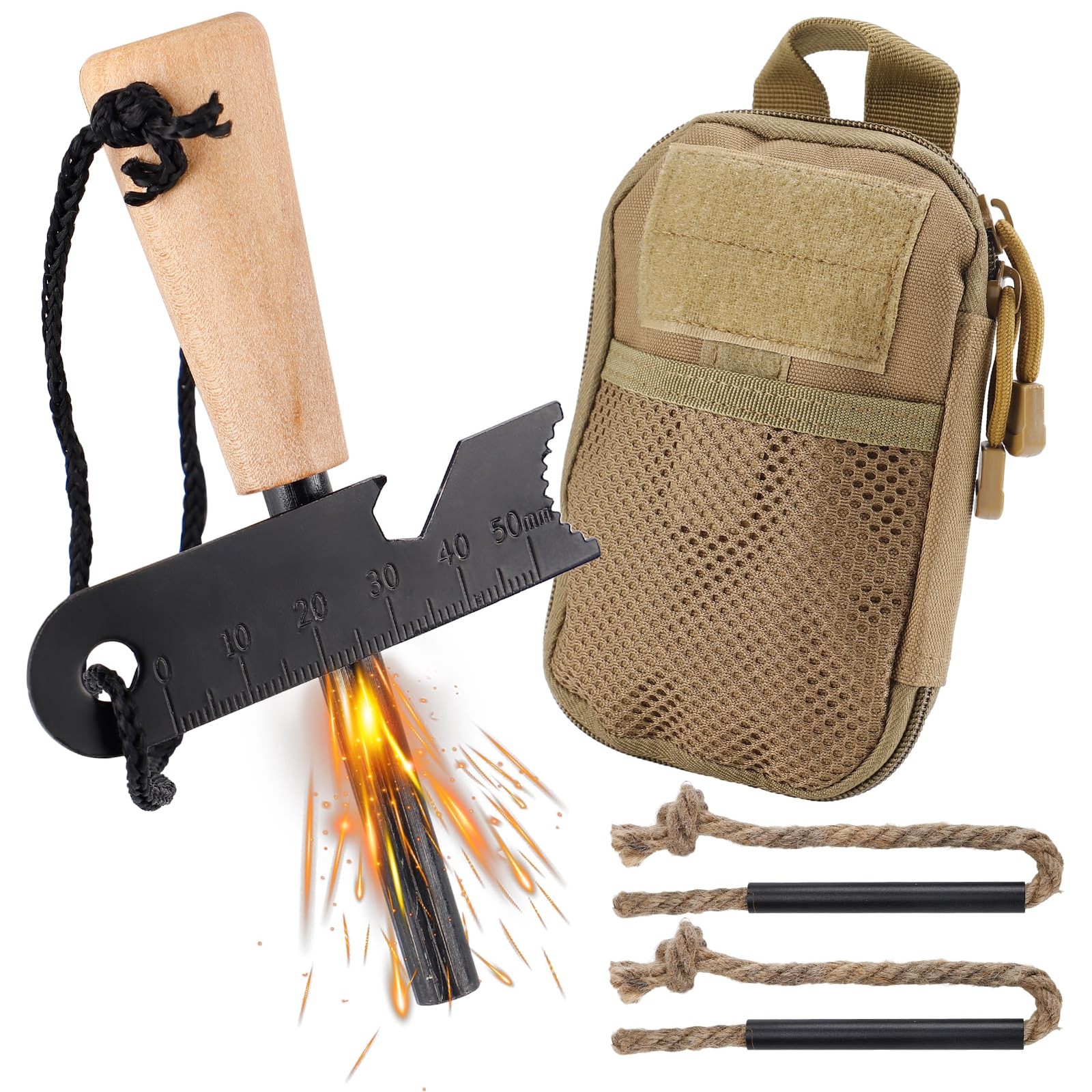 Fire Starter Tool Kit Survival Gear for Hiking Campfires Bushcraft