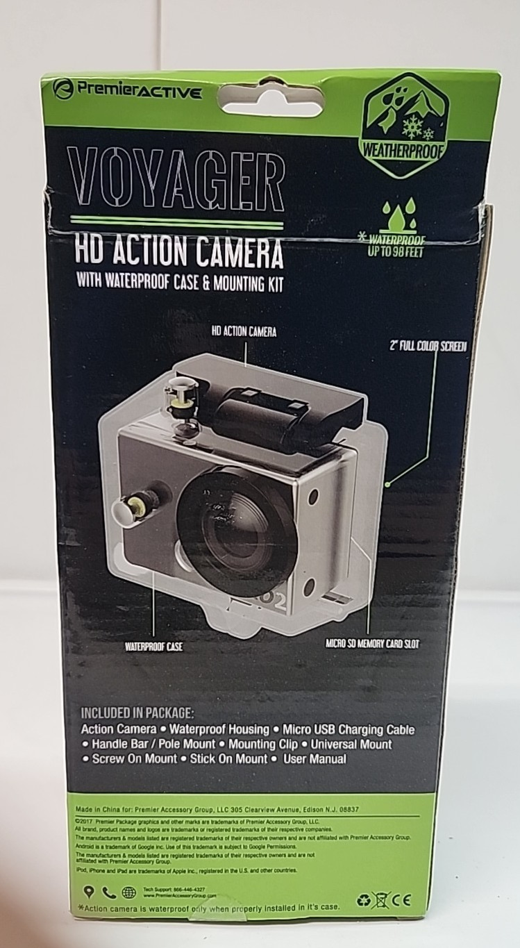 Premieractative Voyager HD Action Camera & Waterproof Case & Complete Action Kit