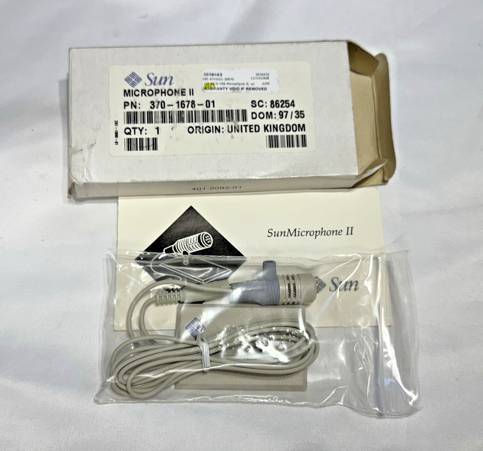 370-1678-01 Sun Microphone II with Stand, New in Box, Vintage Sun Microsystems