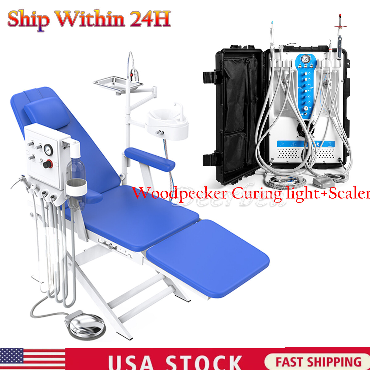 Portable Dental Delivery Unit Air Compressor Strong Suction Mobile Case/Chair