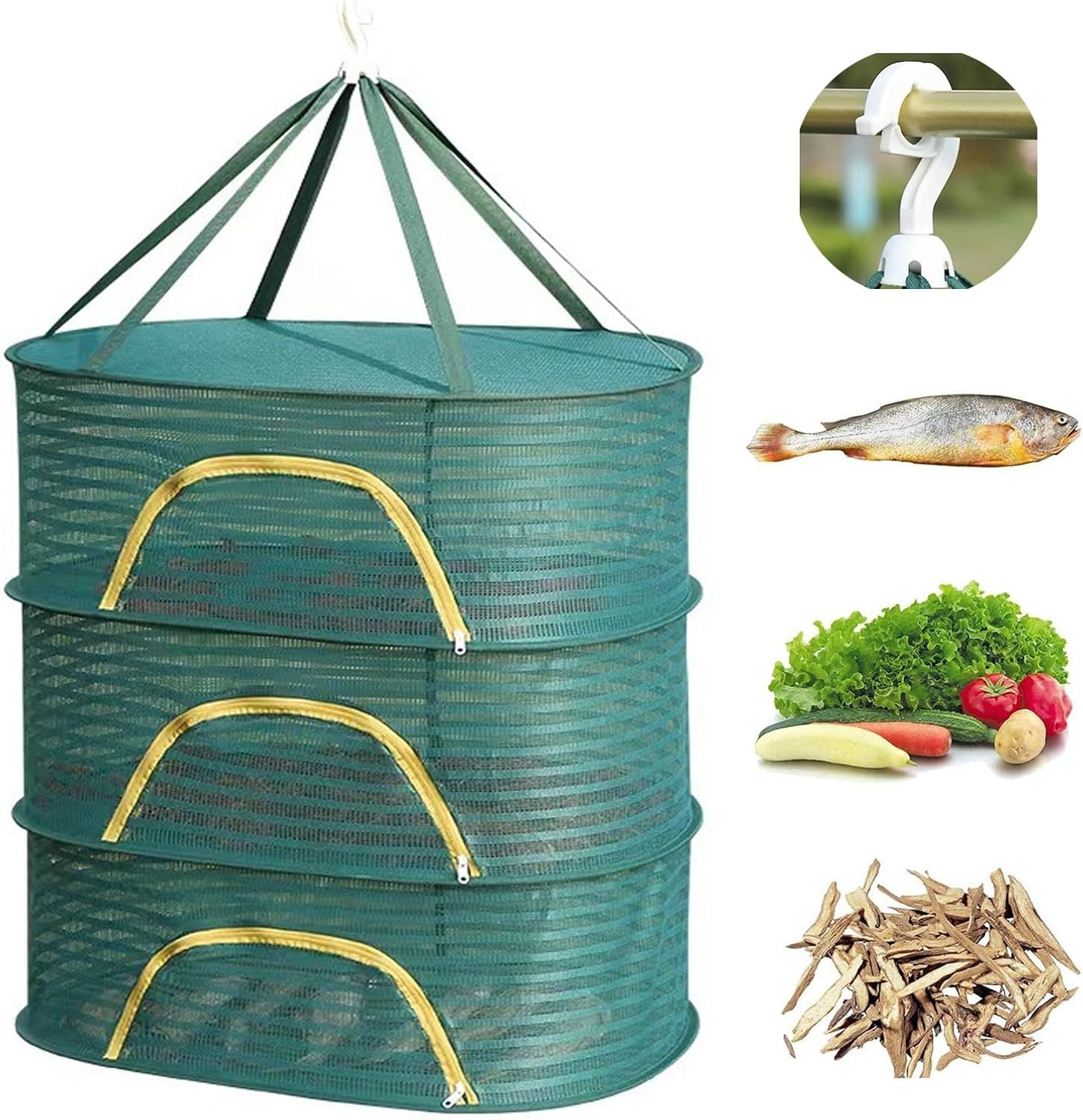 Hanging Drying Net Herb Drying Rack Foldable Fish Mesh Rack Net 19.7"X27.6"X25.5