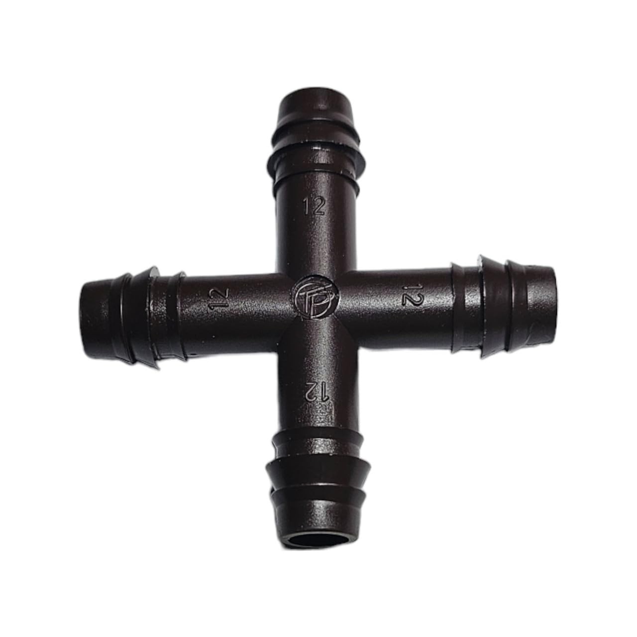 Netafim Techline EZ 12mm Insert Cross – 4-Way Barbed Fitting for Drip