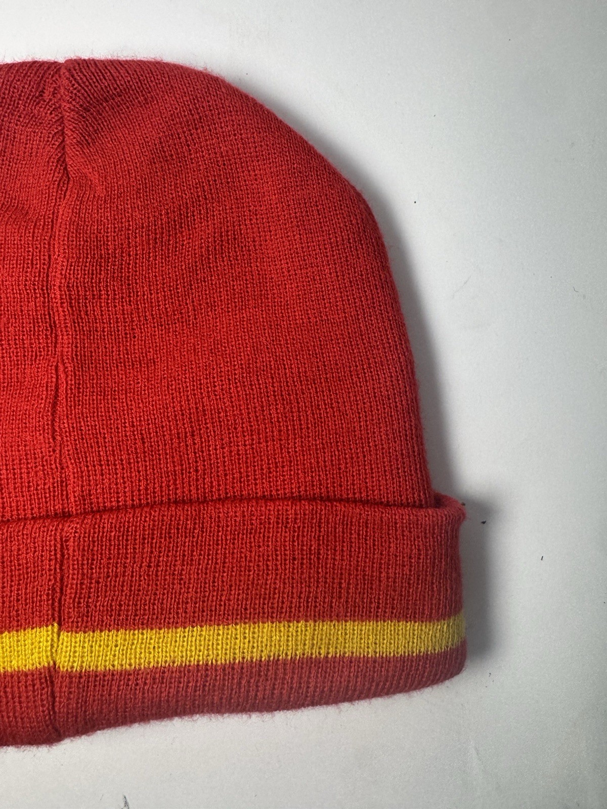 Realmadrid Knit Red & Gold Stocking Hat/Beanie Embroidered Patch Fleece Band