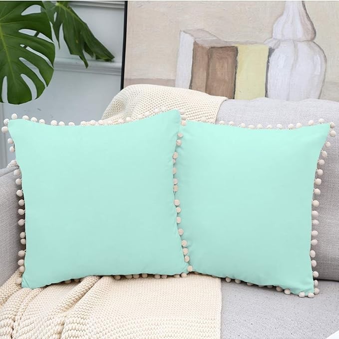 2PACK Teal Green Decorative Throw Pillow Covers 20"x20" for Safa Couch Room Deco