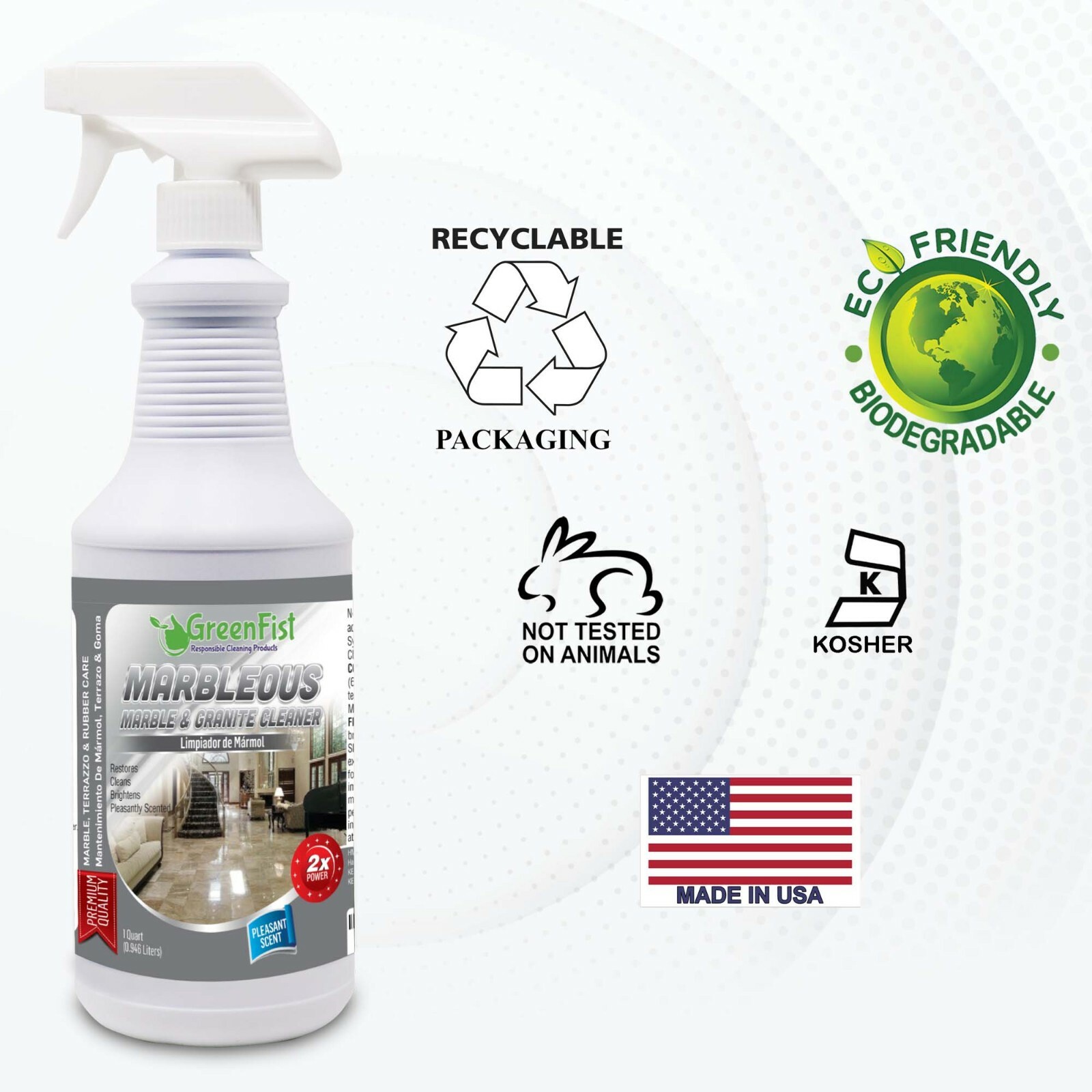 Marbleous Marble Cleaner & Other Stone Surfaces Brightener & Restorer 32oz spray