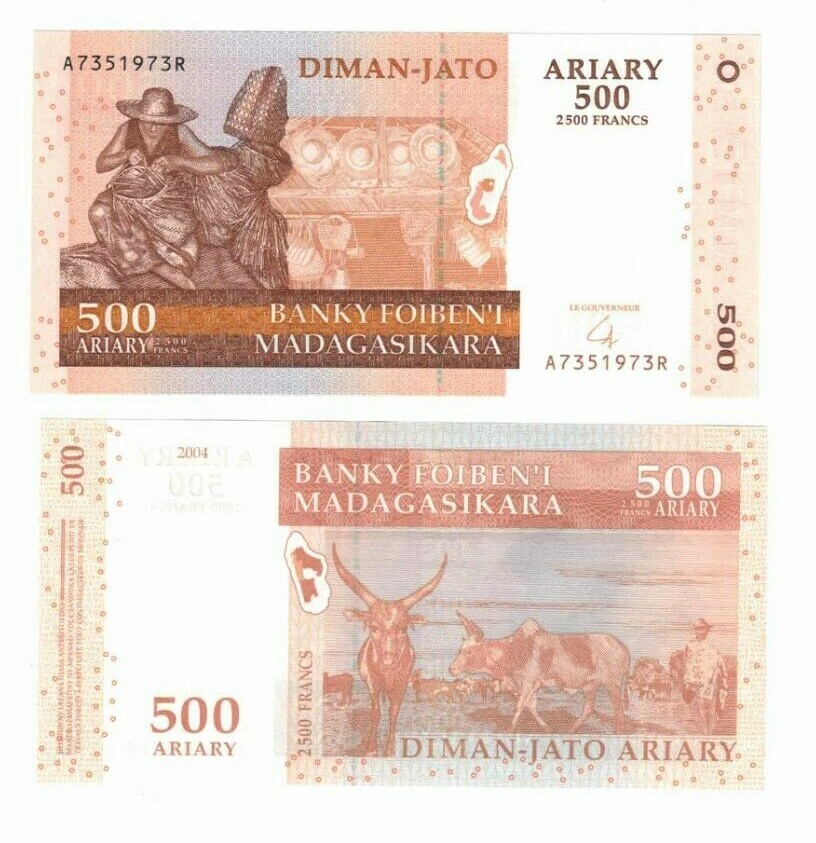 2004 Madagascar P88b 500 Ariary banknote UNC