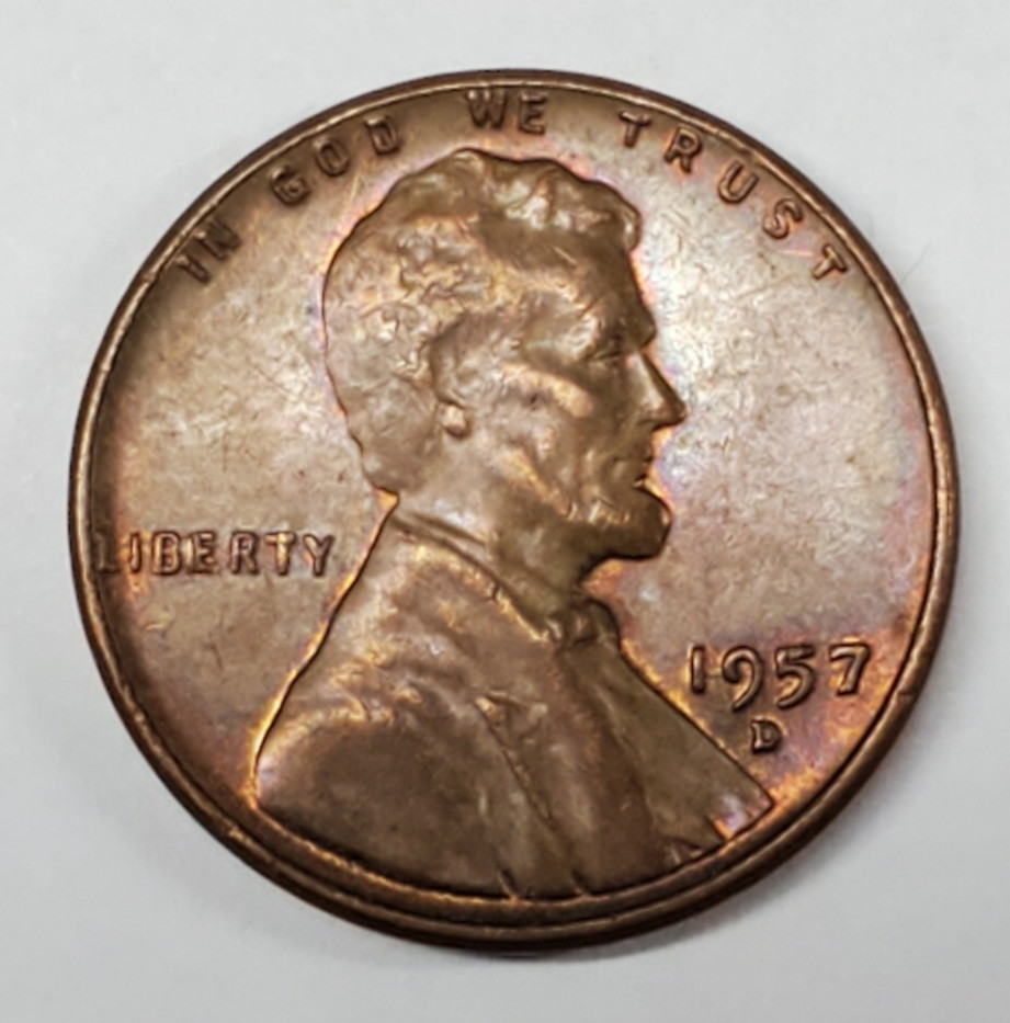 1957 D Wheat Penny W/Error--BIE (Nice Coloring)