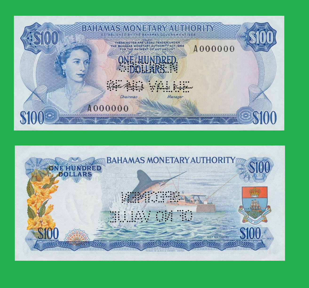 bahamas 100  dollar  1968  /   Copy