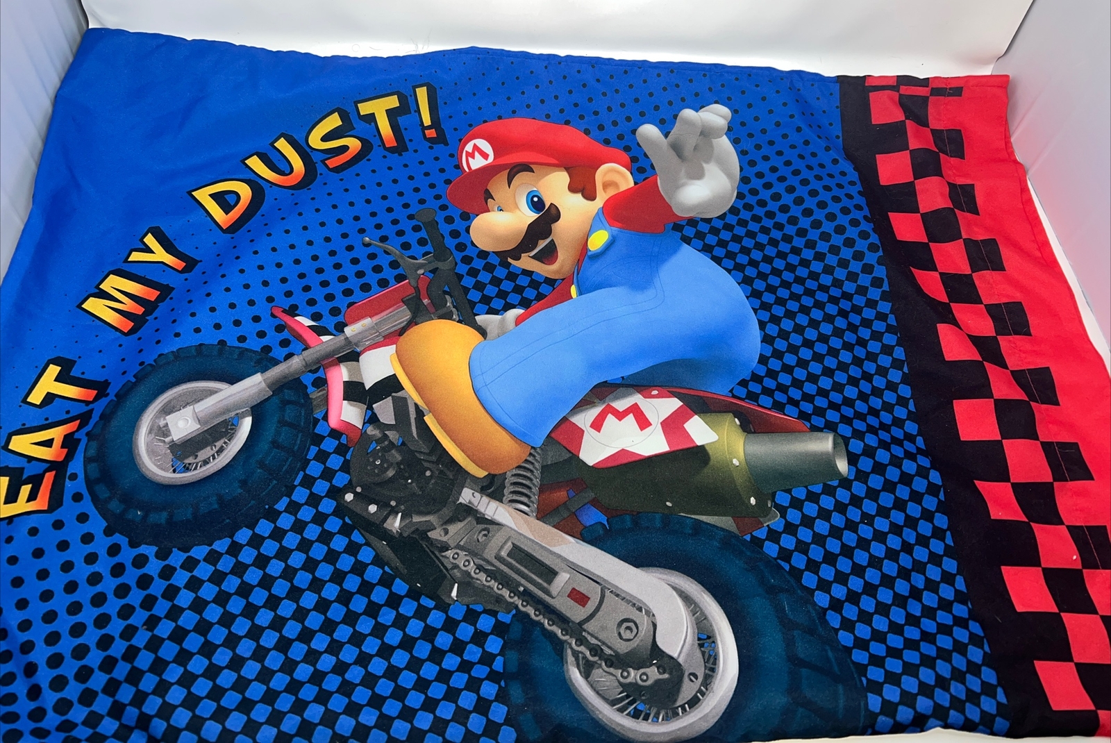 Mario Kart Nintendo Eat My Dust Dirt Bike Mario And Luigi Standard Pillow Case