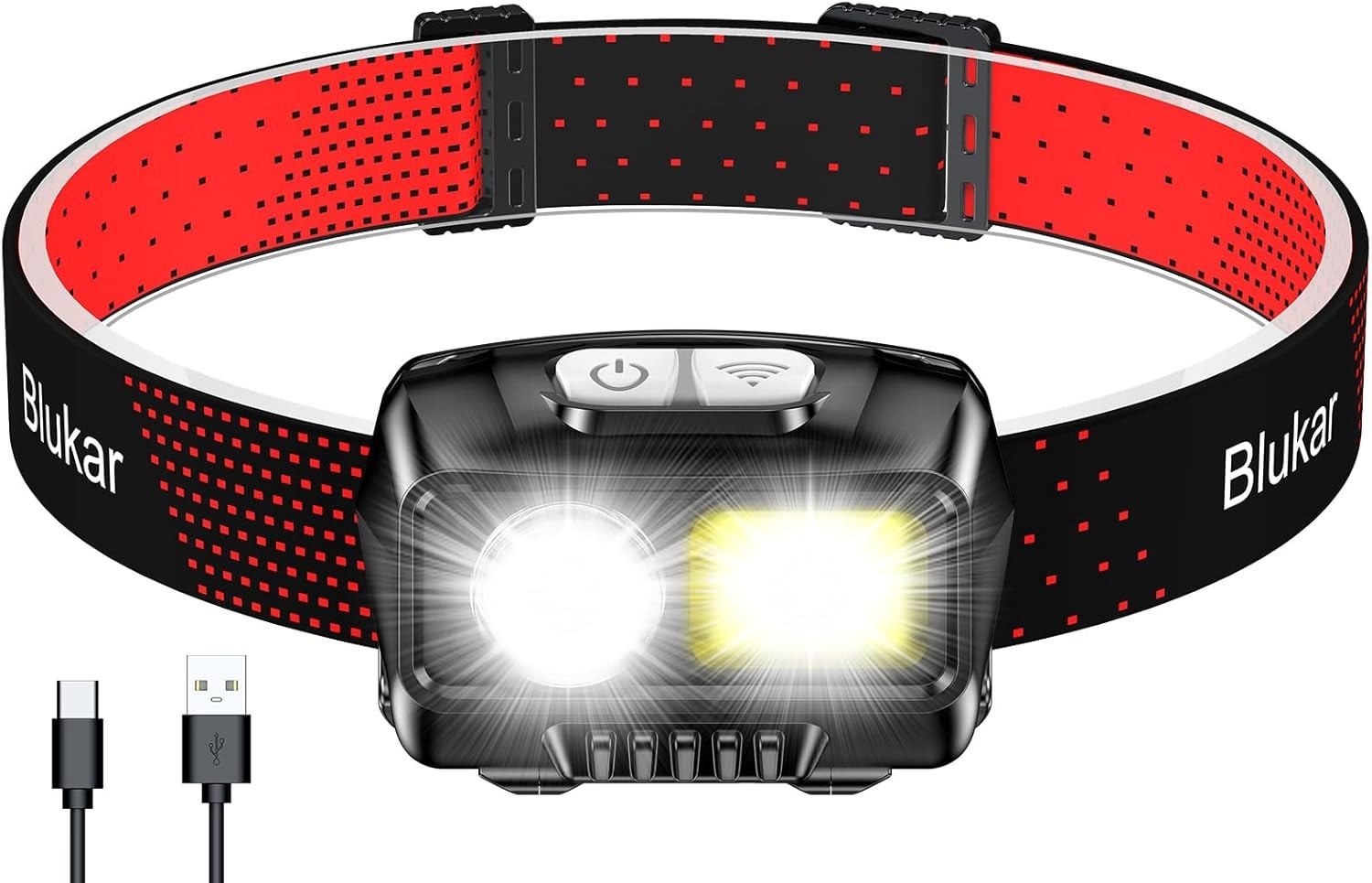 Rechargeable LED Headlamp - 2000 Lumens, 8 Modes & Motion Sensor for Adventures