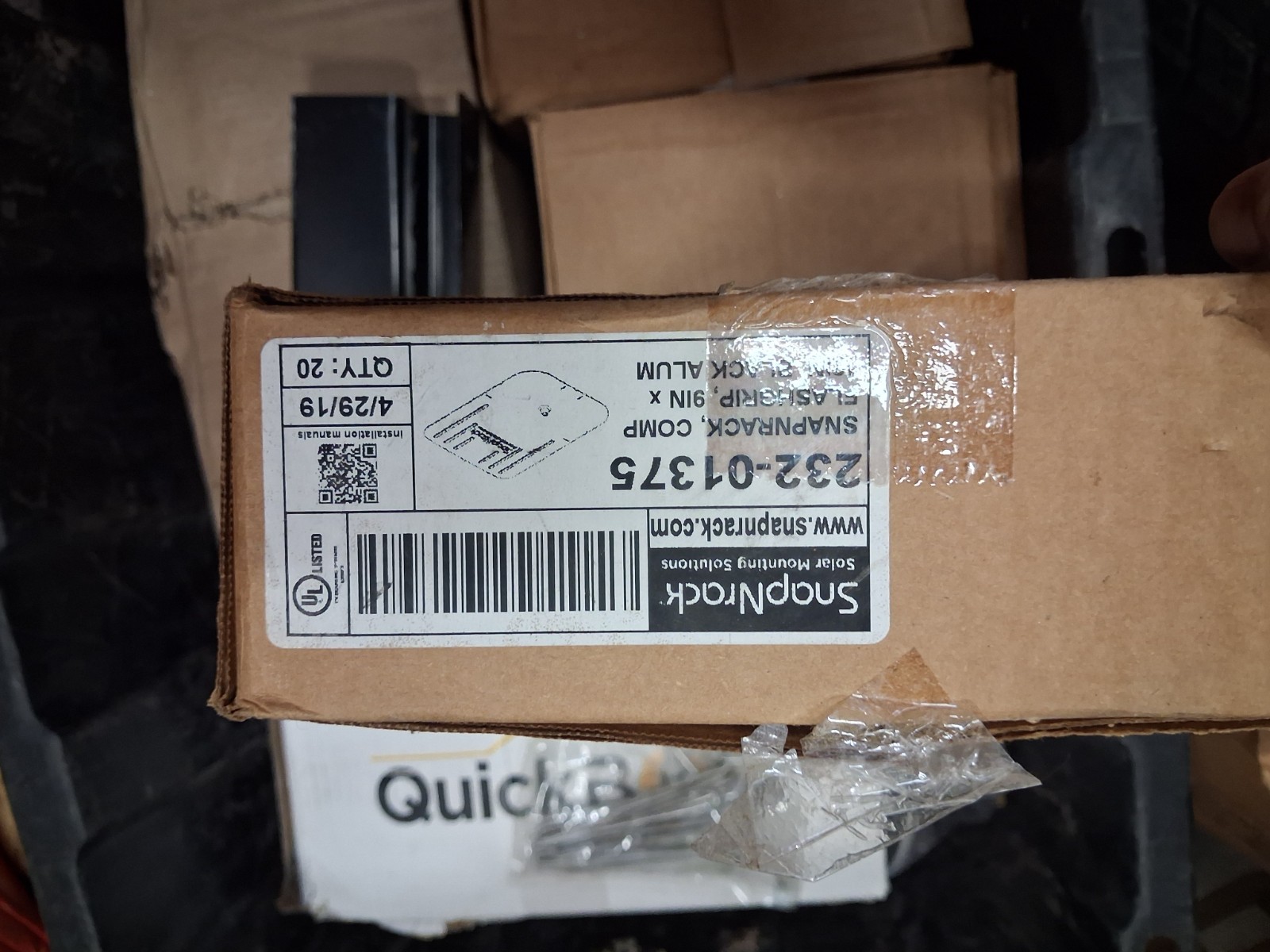 SnapNrack Solar Comp Flashgrip 9" x 12" Black aluminum 232-01375 - Box Of 20