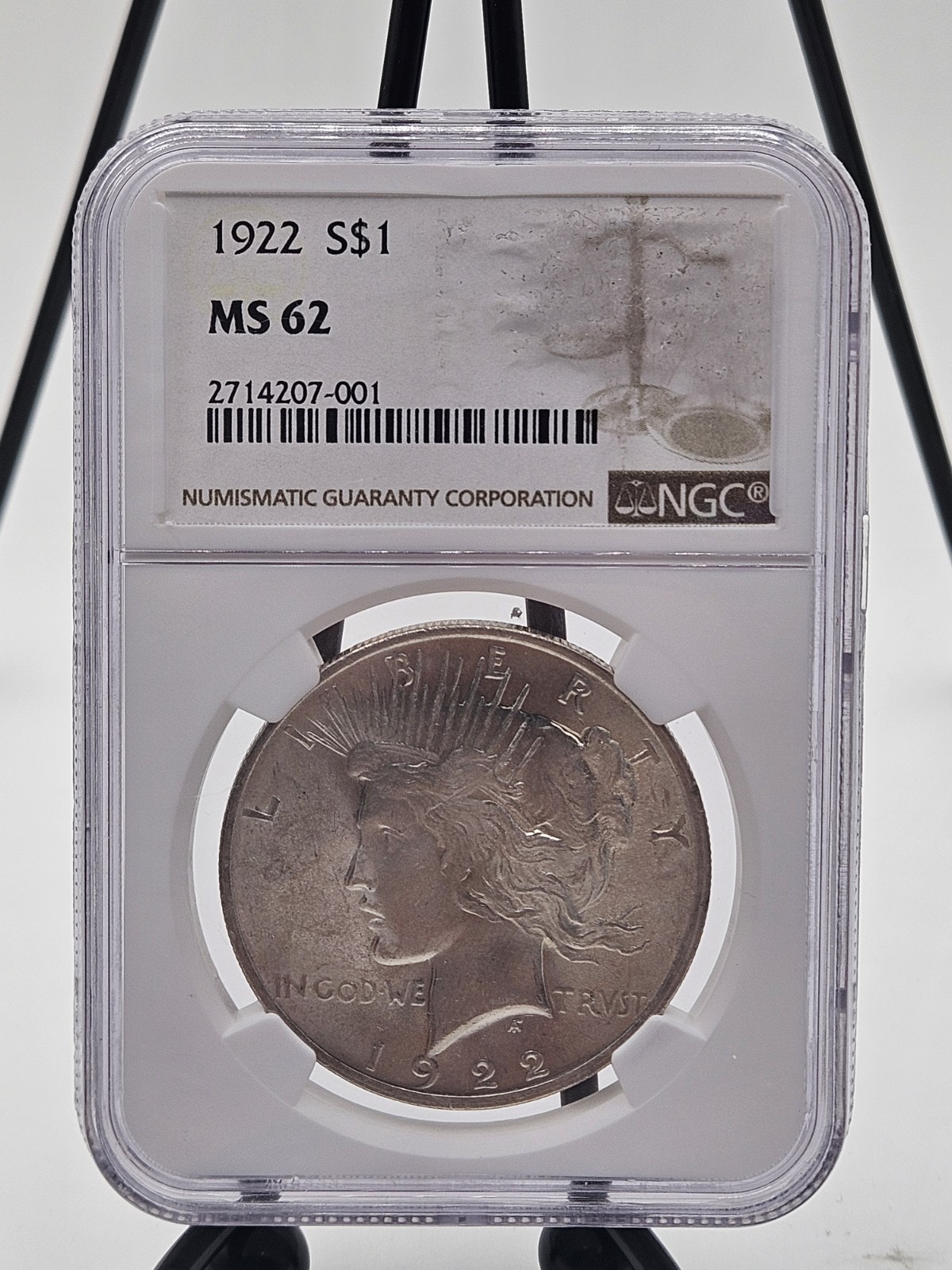 1922-S Peace Silver Dollar NGC MS-62