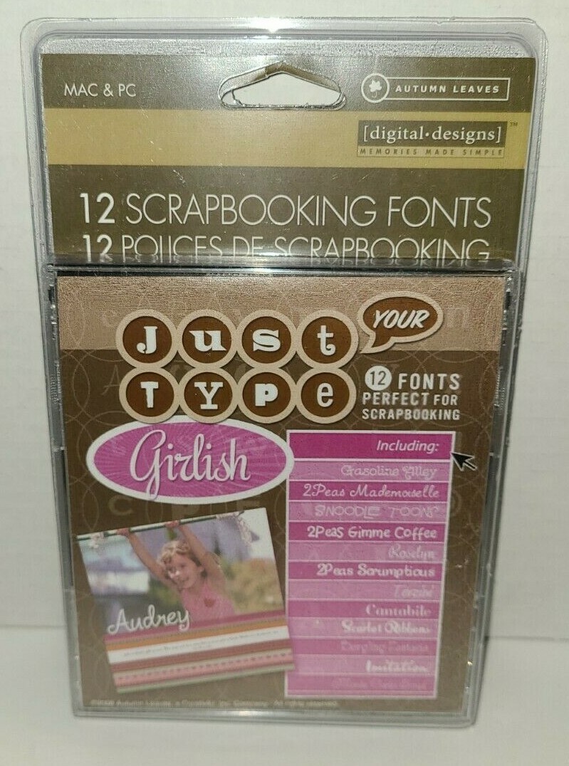 Girlish Scrapbooking Font, Autumn Leaves digital-designs CD, 12 Fonts