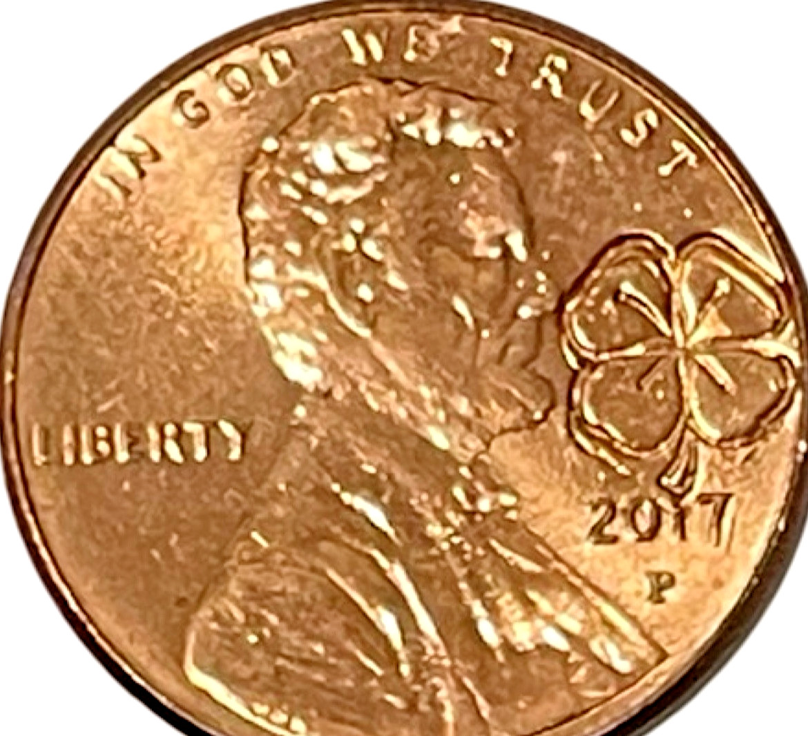 2017 Saint Patrick's Day 4 Leaf Clover Shamrock Imprint Counterstamp Lucky Penny