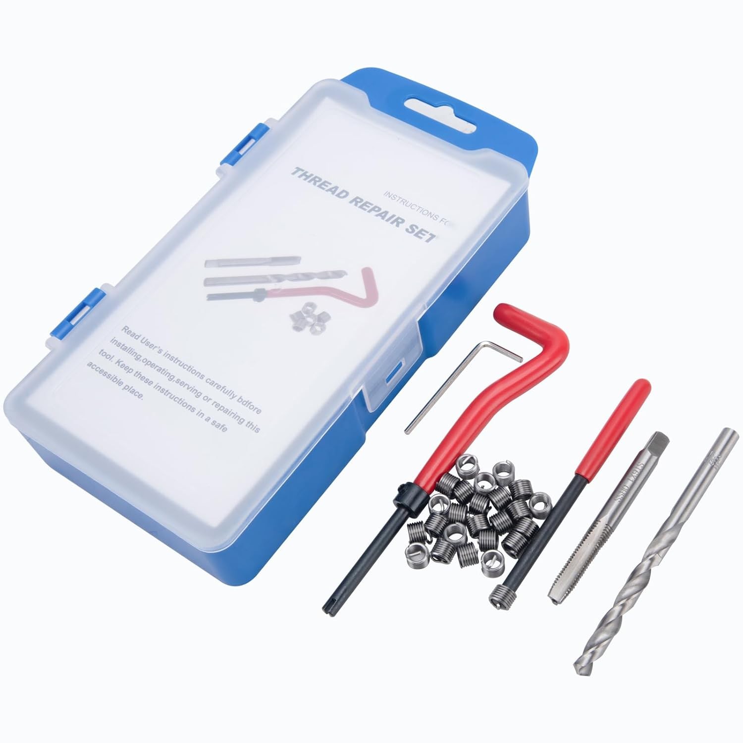 M6x1.0 Thread Repair Kit, Metric Helicoil Thread Repair Kit with HSS Drill and S