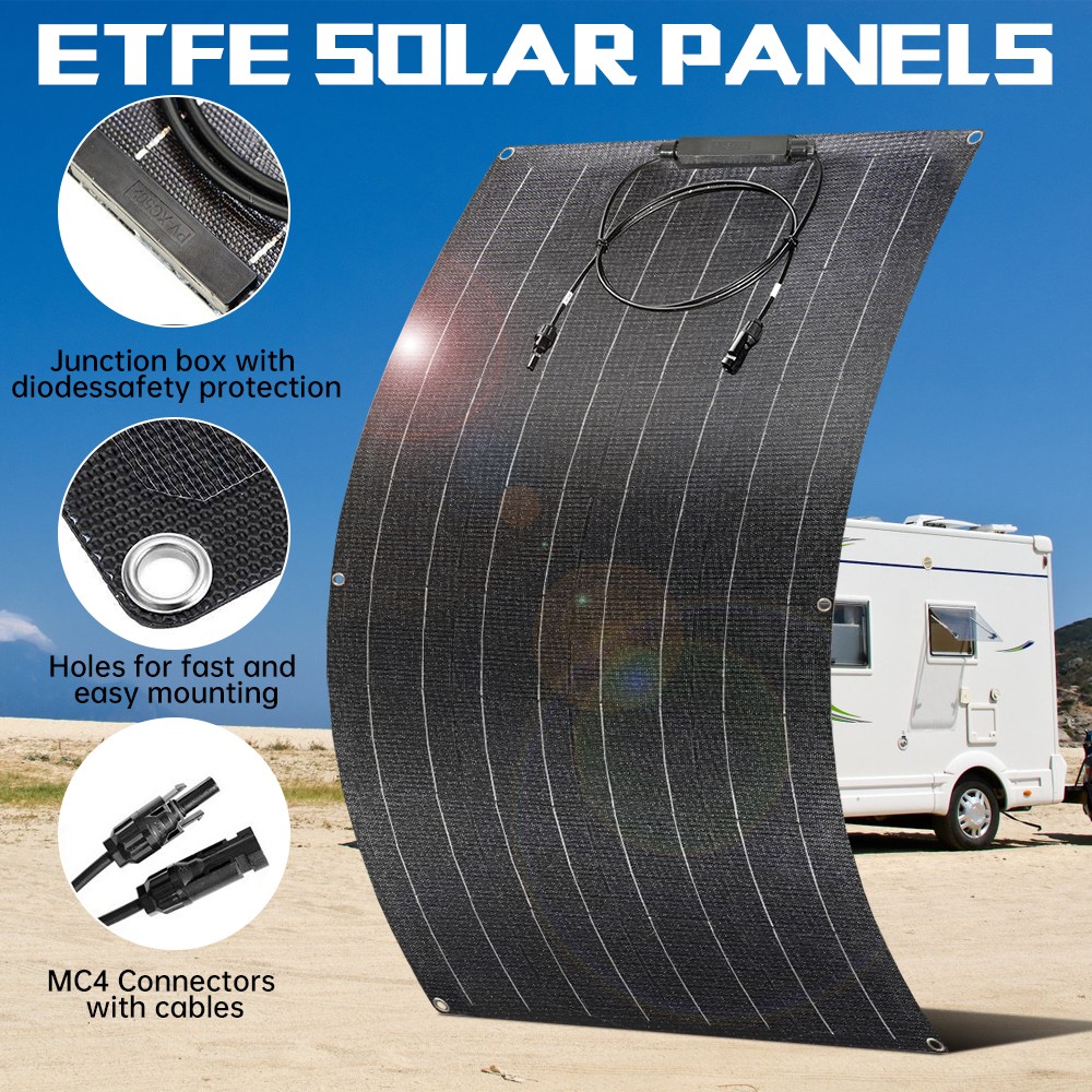 200W Flexible Solar Panel Module Battery Charger For Outdoor RV Marine Car 18V