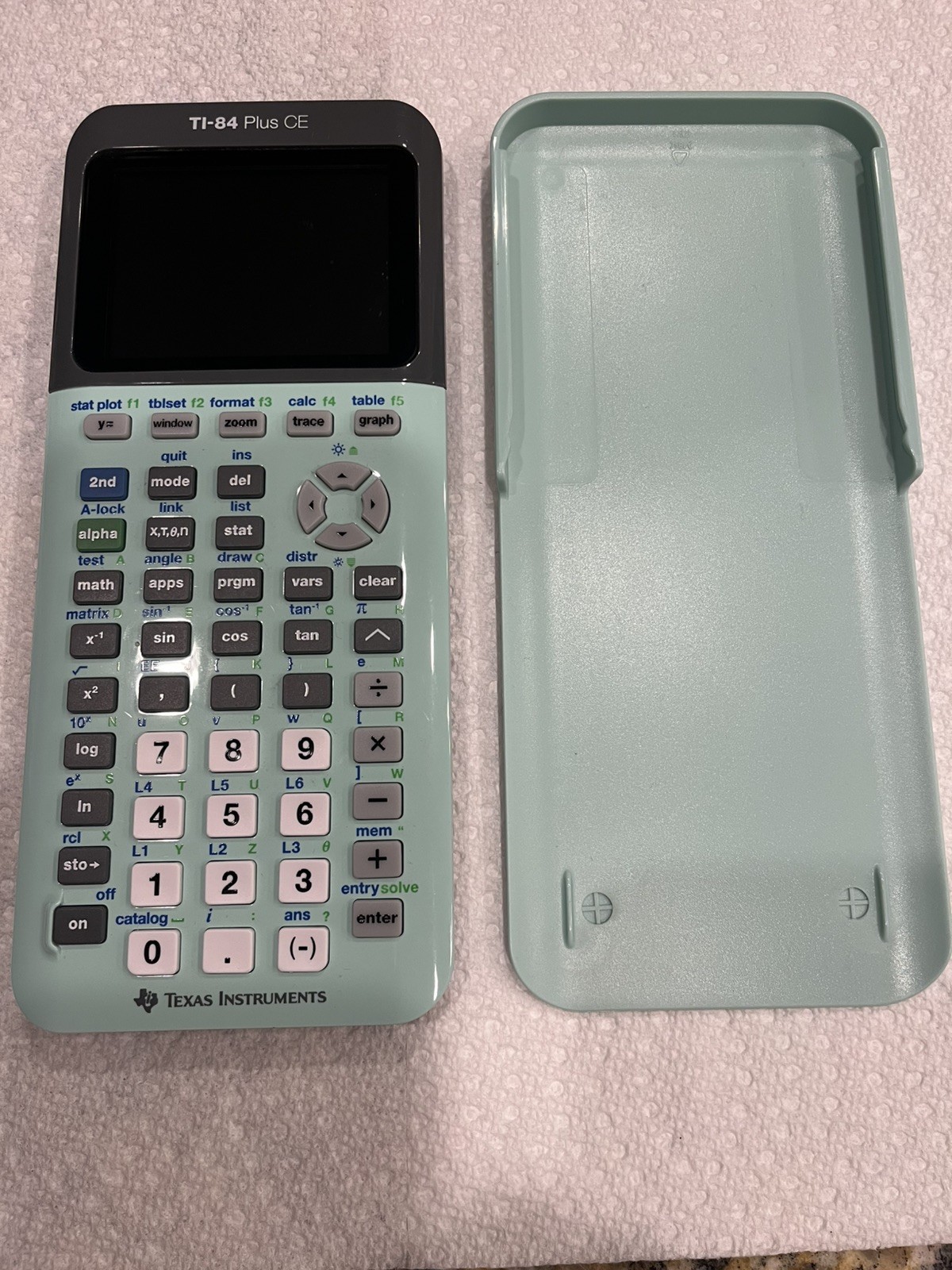 Texas Instrument TI-84 Plus Graphing Calculator Mint Green w/ Cover TESTED