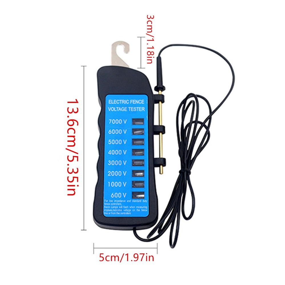 600V-7KV Garden Electric Fence Tester 8 Indicator Light Digital Voltmeter Tool