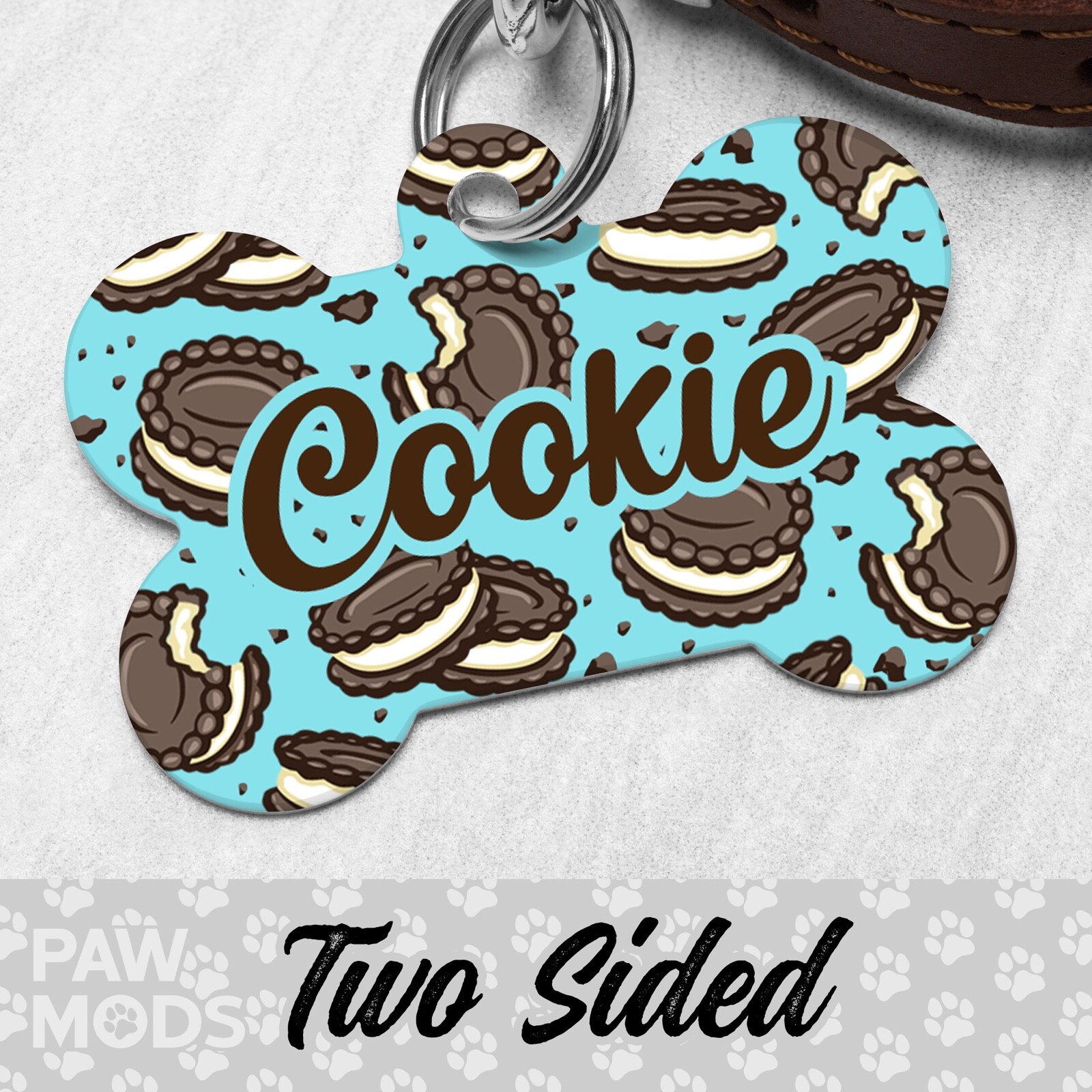 Sandwich Cookie Dog Tags for Dogs, Cookie Pet ID Tags, Custom Personalized Tag