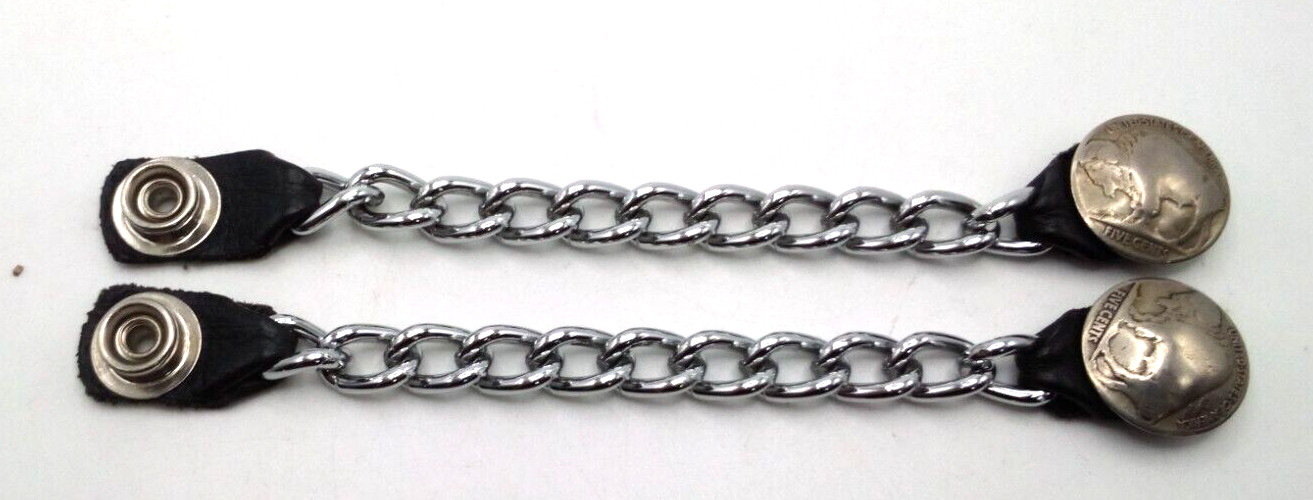 Pair Black ChromeL BUFFALO NICKEL vest extensions used