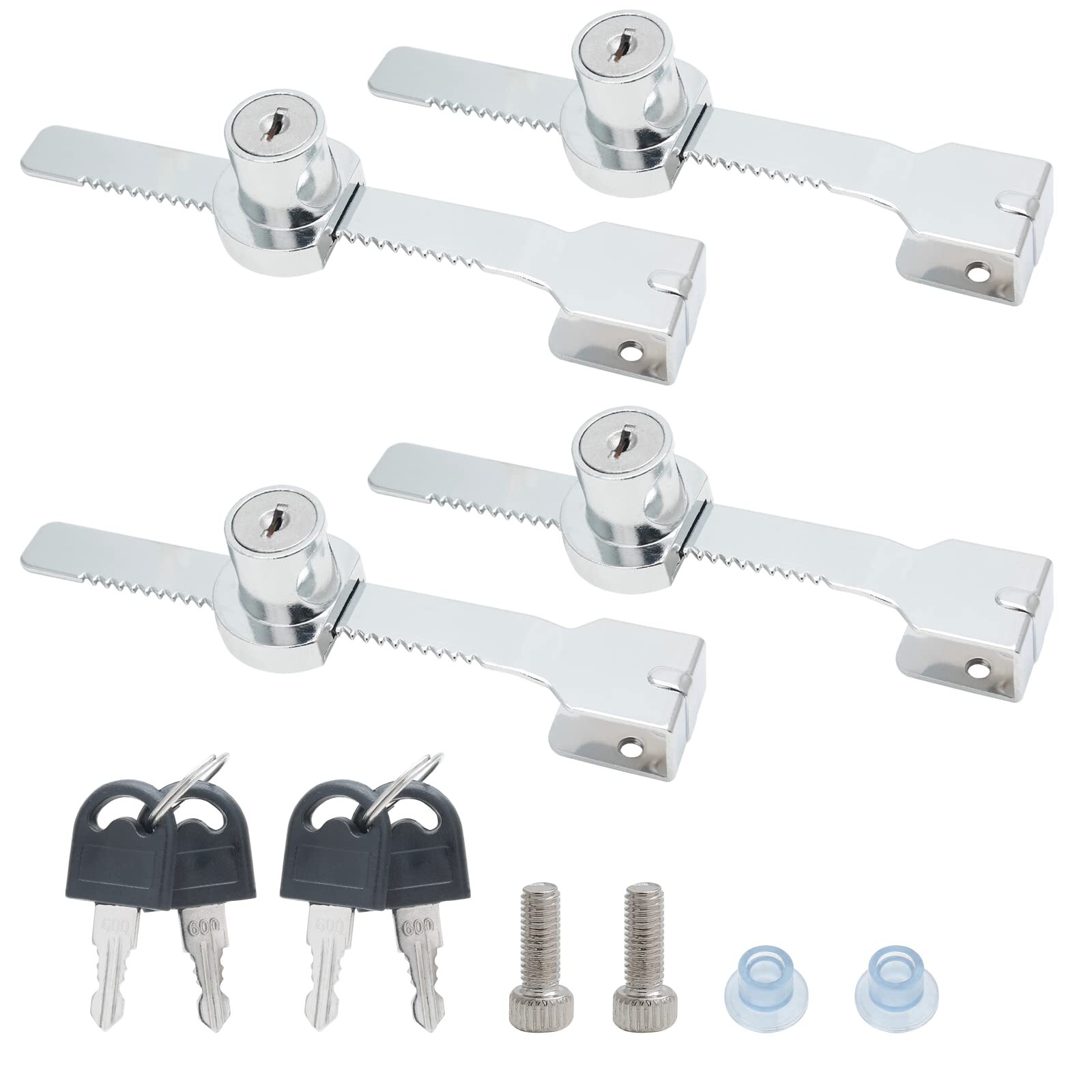 4 Pack Sliding Glass Door Ratchet Lock with Keys for Bookcase Showcase Display