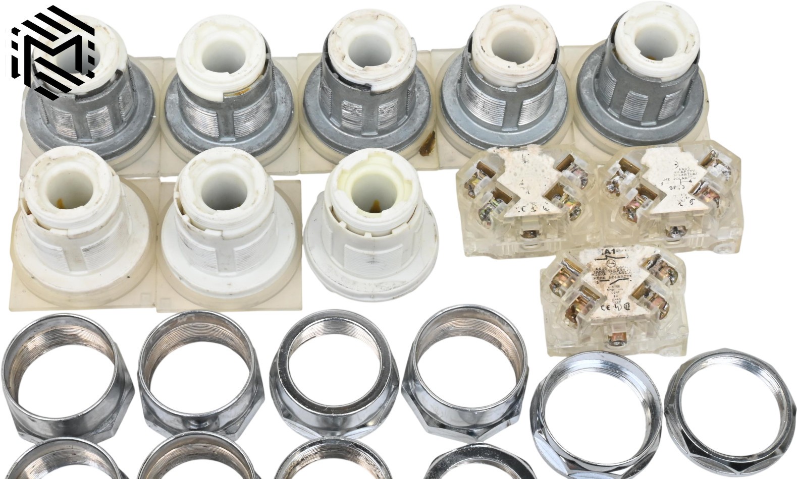 Assorted Square D Selector Switch Parts - Operators, Mounting Nuts, Contacts