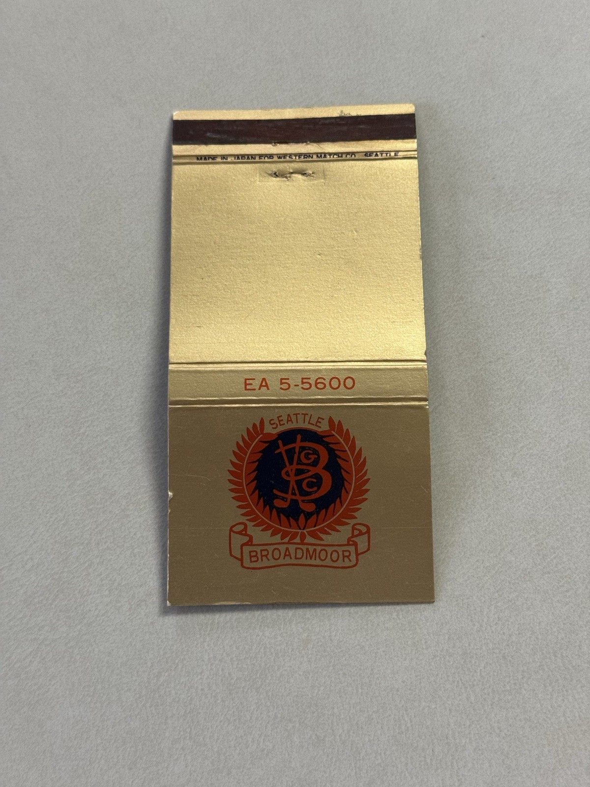 Broadmoor Seattle Washington Matchbook Cover 605
