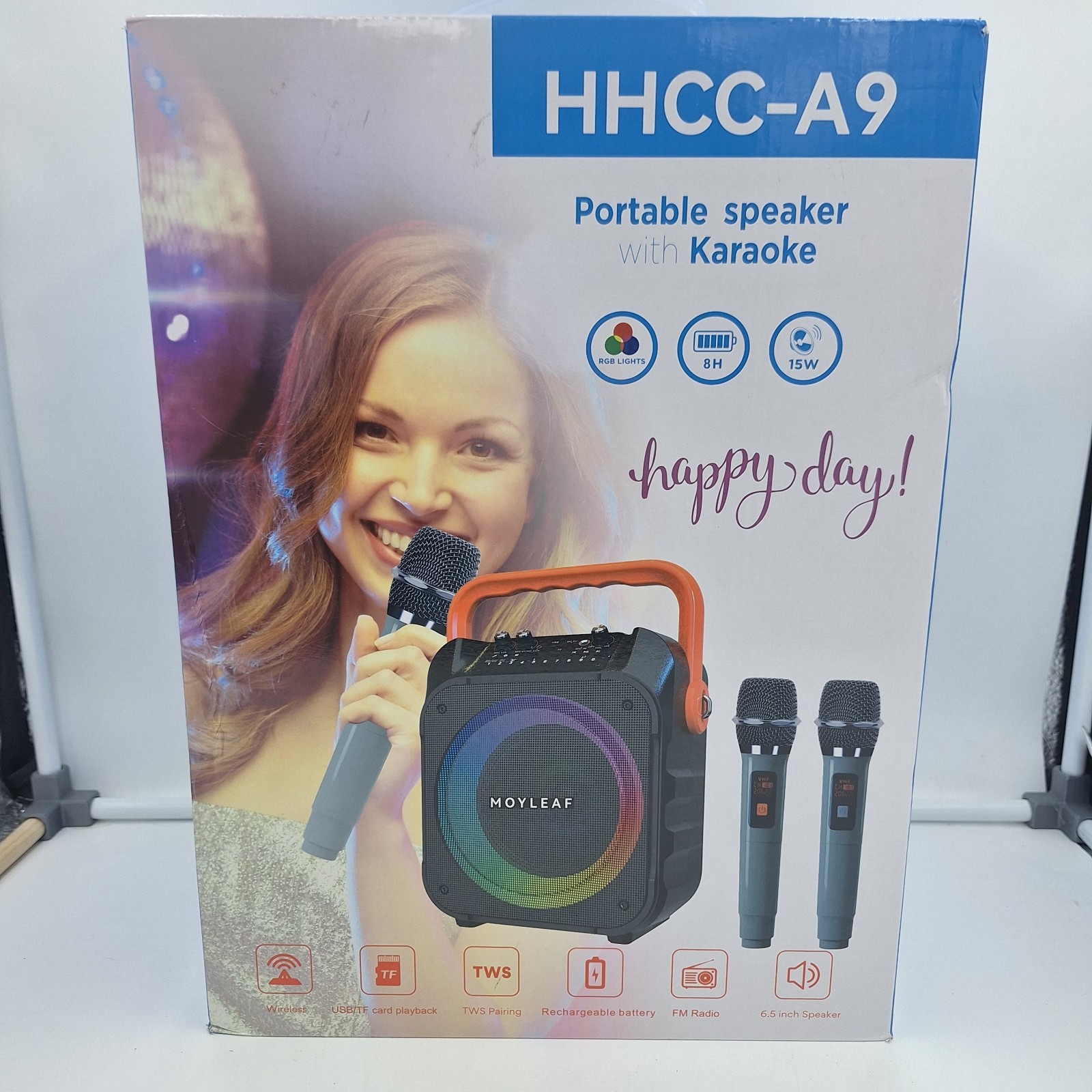 Moyleaf HHCC-A9 Portable Bluetooth Karaoke Speaker w/ 2 Microphones