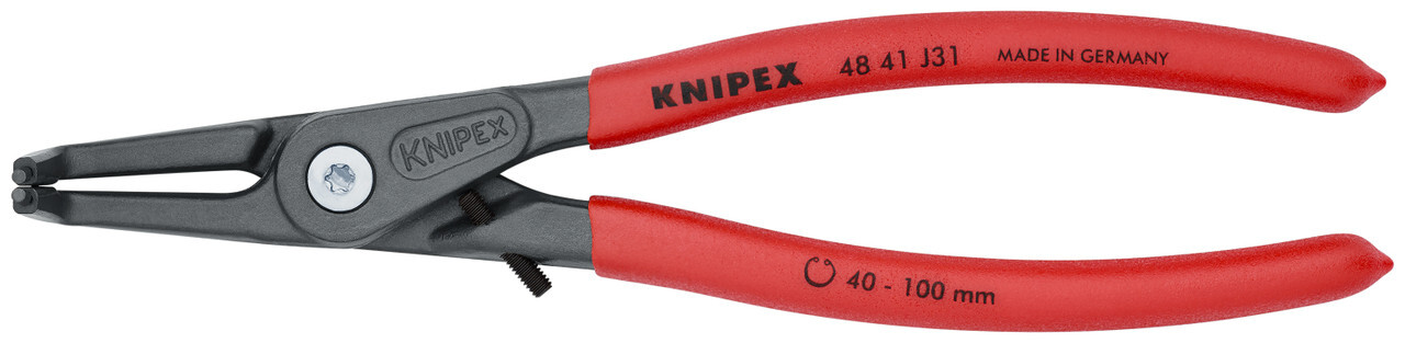 Knipex 48 41 J31, 8 1/4" Internal 90° Angled Precision Snap Ring Pliers-Limiter