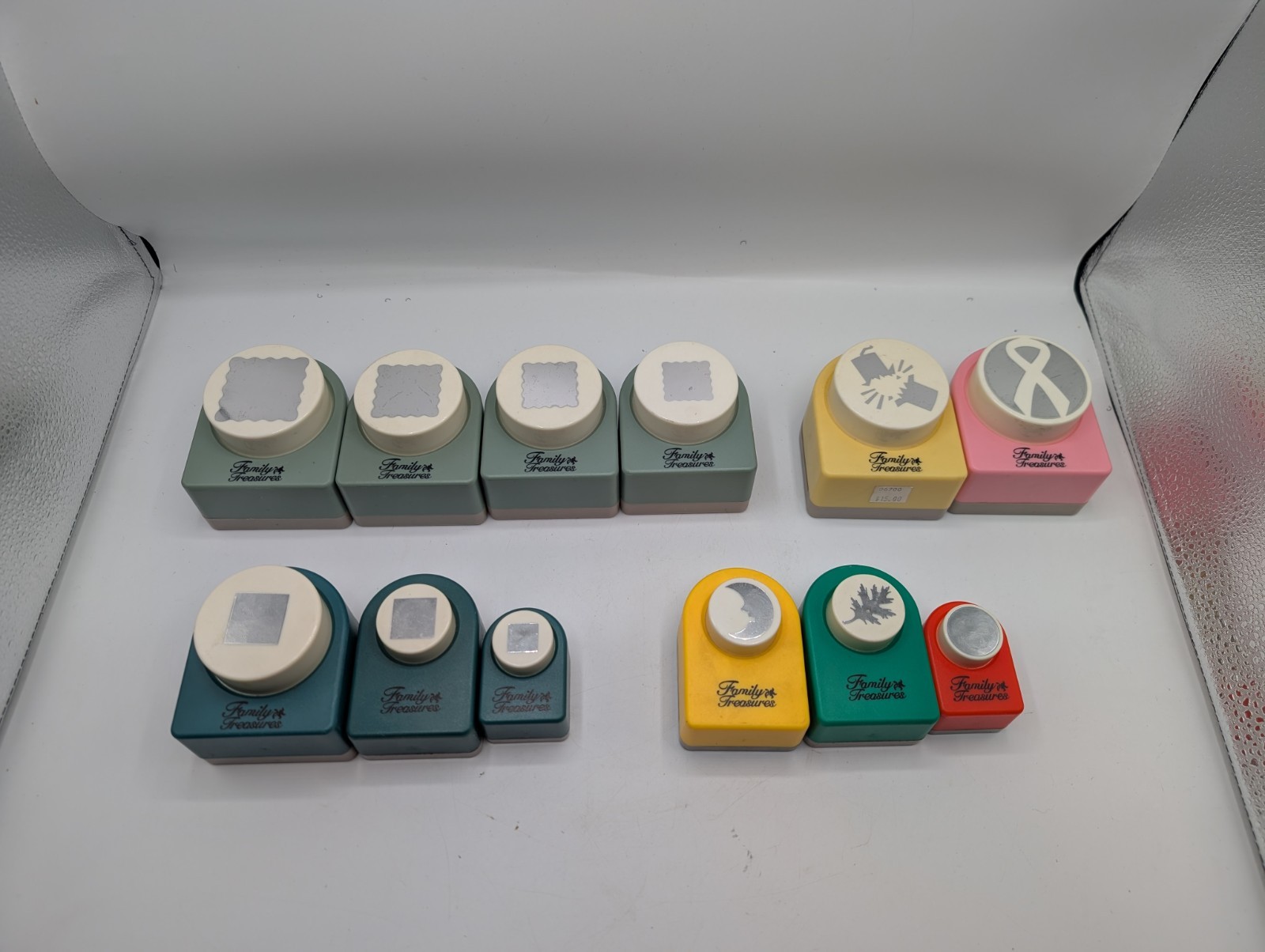 Lot of 12 Family Treasures  Paper Punches Scrapbooking Squares Leaf Moon Ribbon