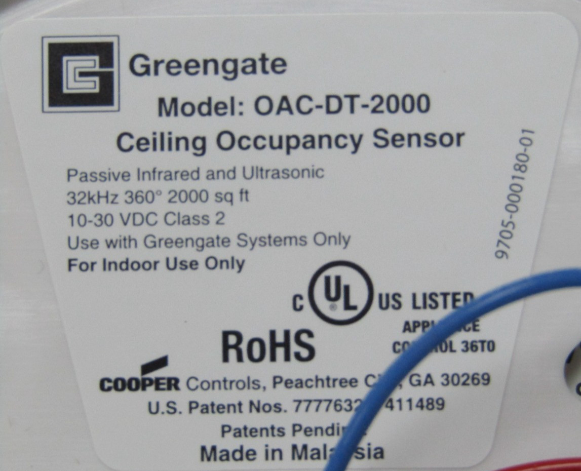 🙌 NEW GREENGATE 360° CEILING OCCUPANCY SENSOR 2000 SQ. FT. 30VDC OAC-DT-2000