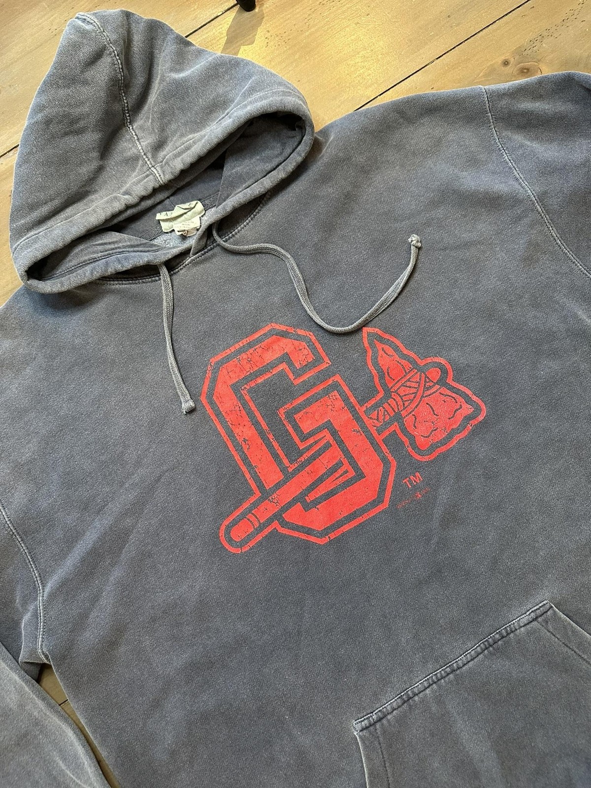 Vintage Gwinnett Braves Hoodie Mens 2XL Gray MILB Baseball Oversized Fleece Logo