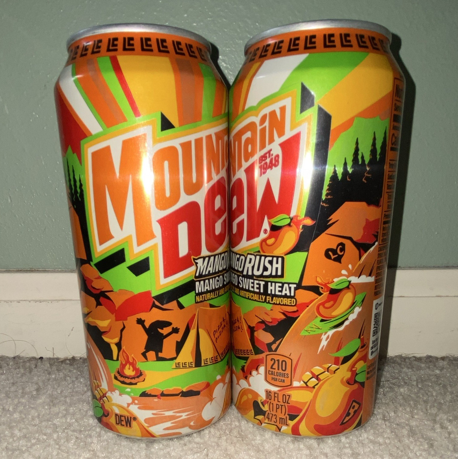 Limited Edition 2026 Mountain Dew Mango Rush (2 Cans, 16oz)