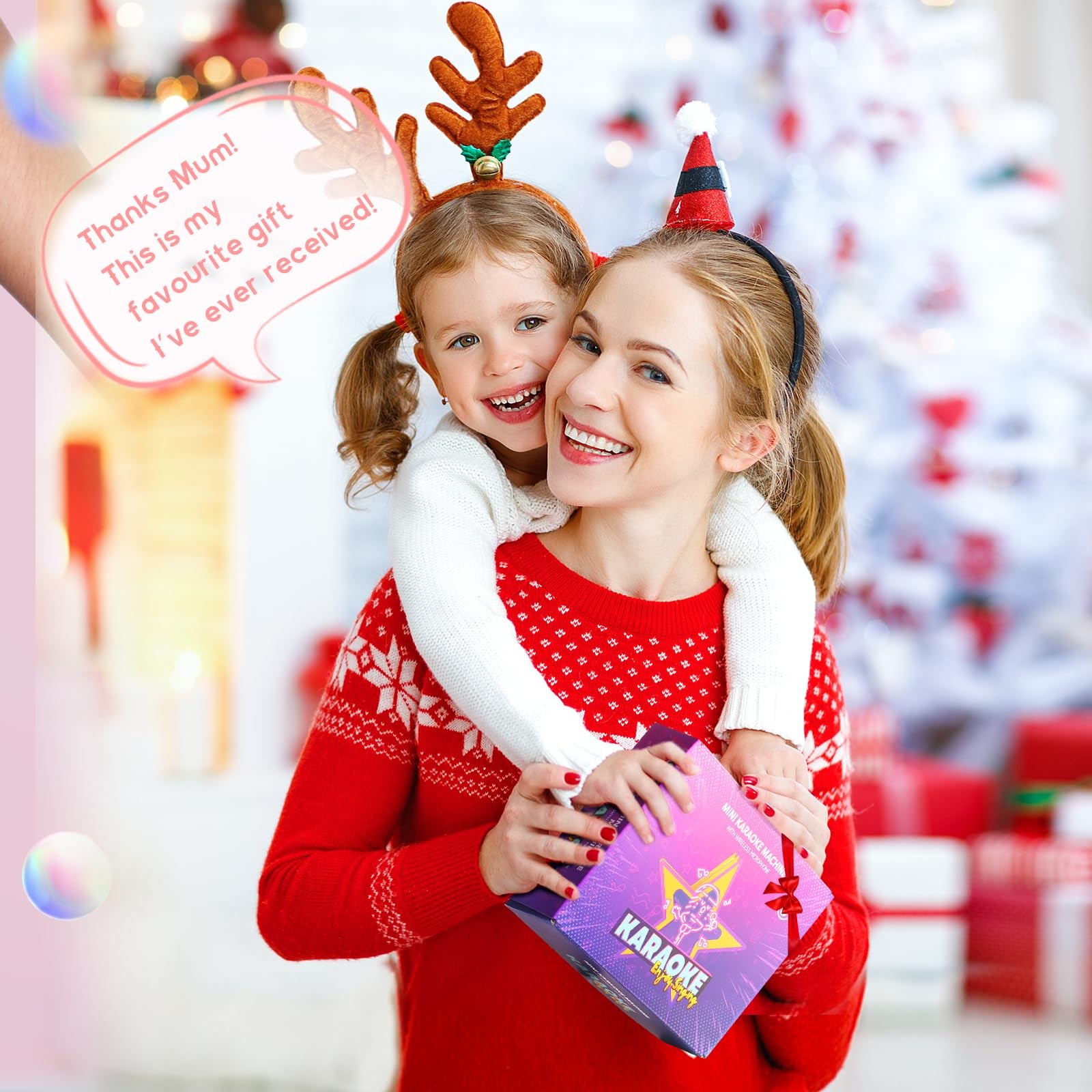 Mini Karaoke Machine for Kids Adults, Bluetooth Speaker with 2 Wireless Micropho