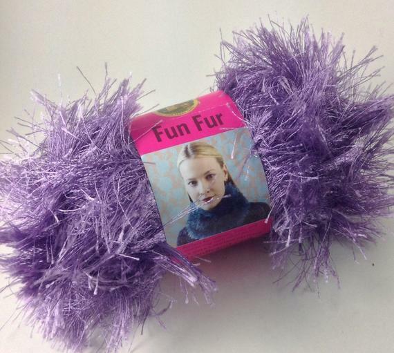 Fun Fur Yarn Lion Brand, Orchid, 320143 Crochet, Knitting Supplies, 1 Skein