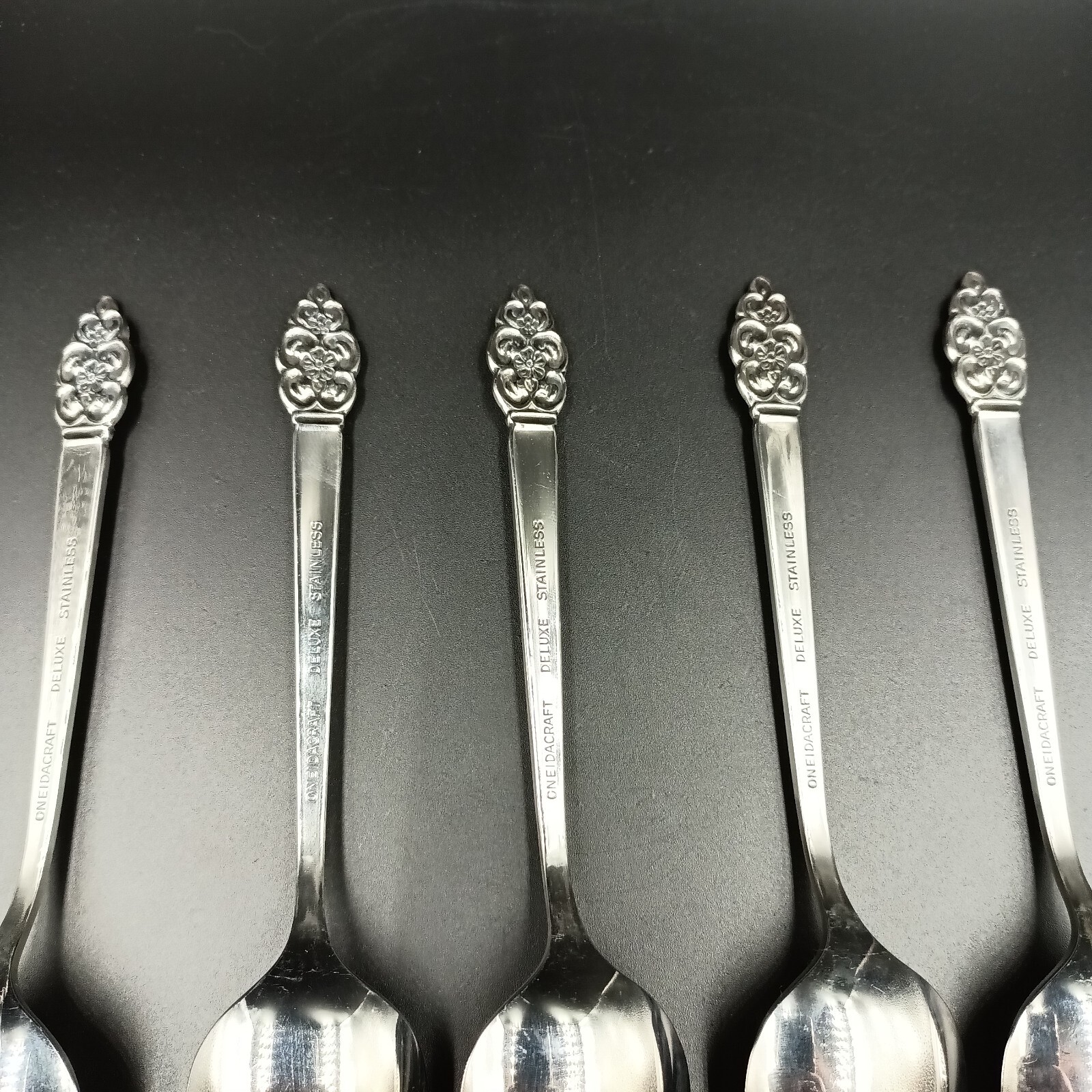 5PC ONEIDACRAFT DELUXE NORDIC CROWN TEASPOON STAINLESS FLATWARE ONEIDA