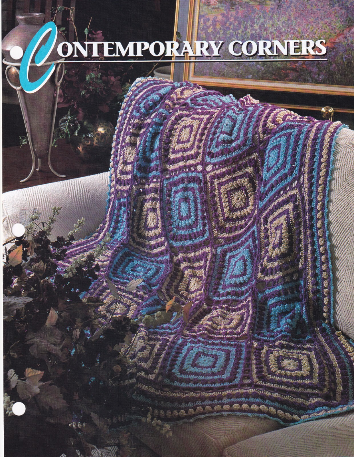 Annie's Crochet Afghan CONTEMPORARY CORNERS Pattern Leaflet