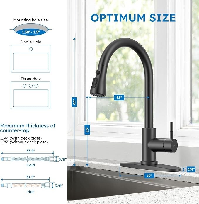 Kitchen Sink Faucet Pull Down Sprayer Swivel Single Handle Pull Out Mixer Taps