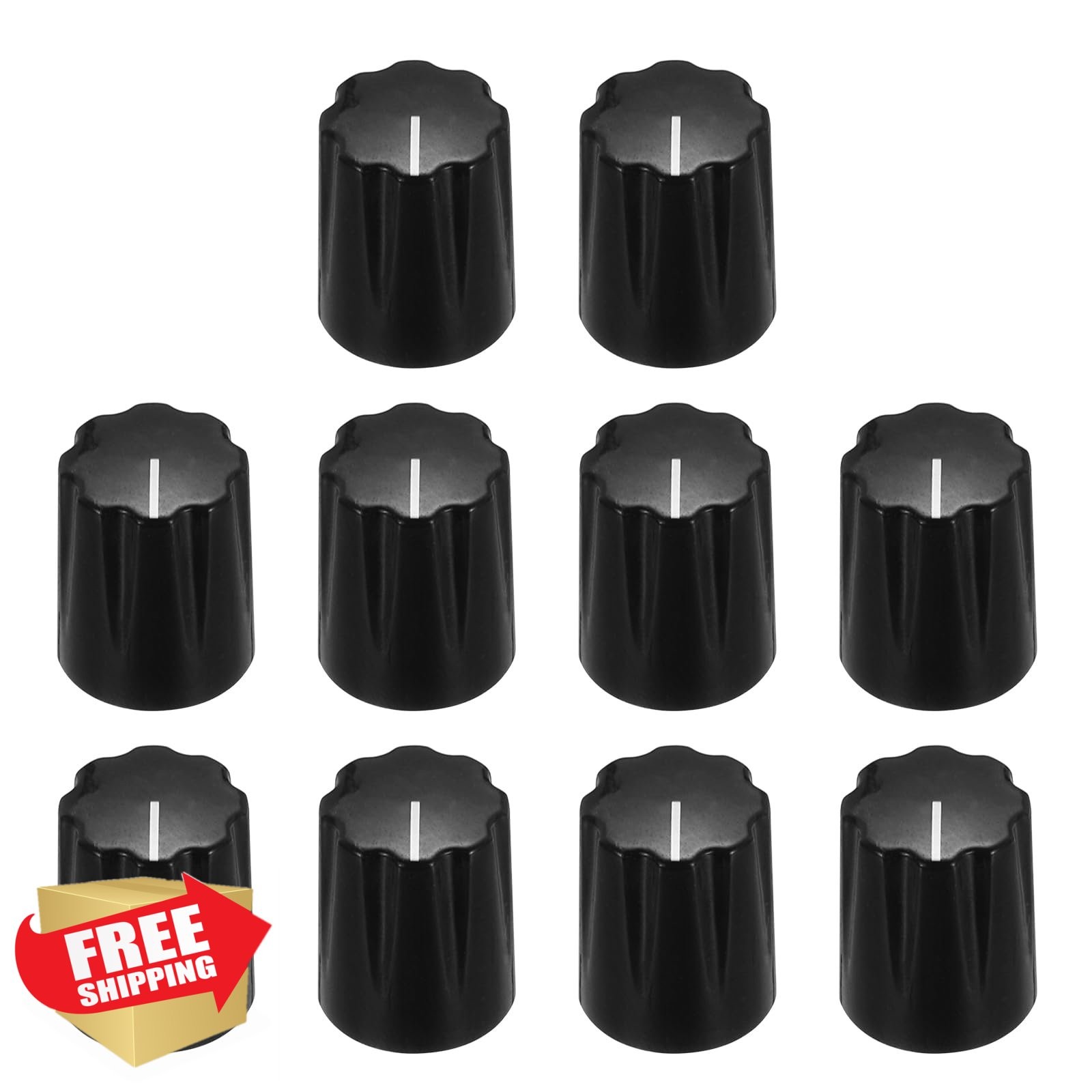 MECCANIXITY 10pcs Black Guitar Effect Pedal Knob 5/8" Plastic Amp