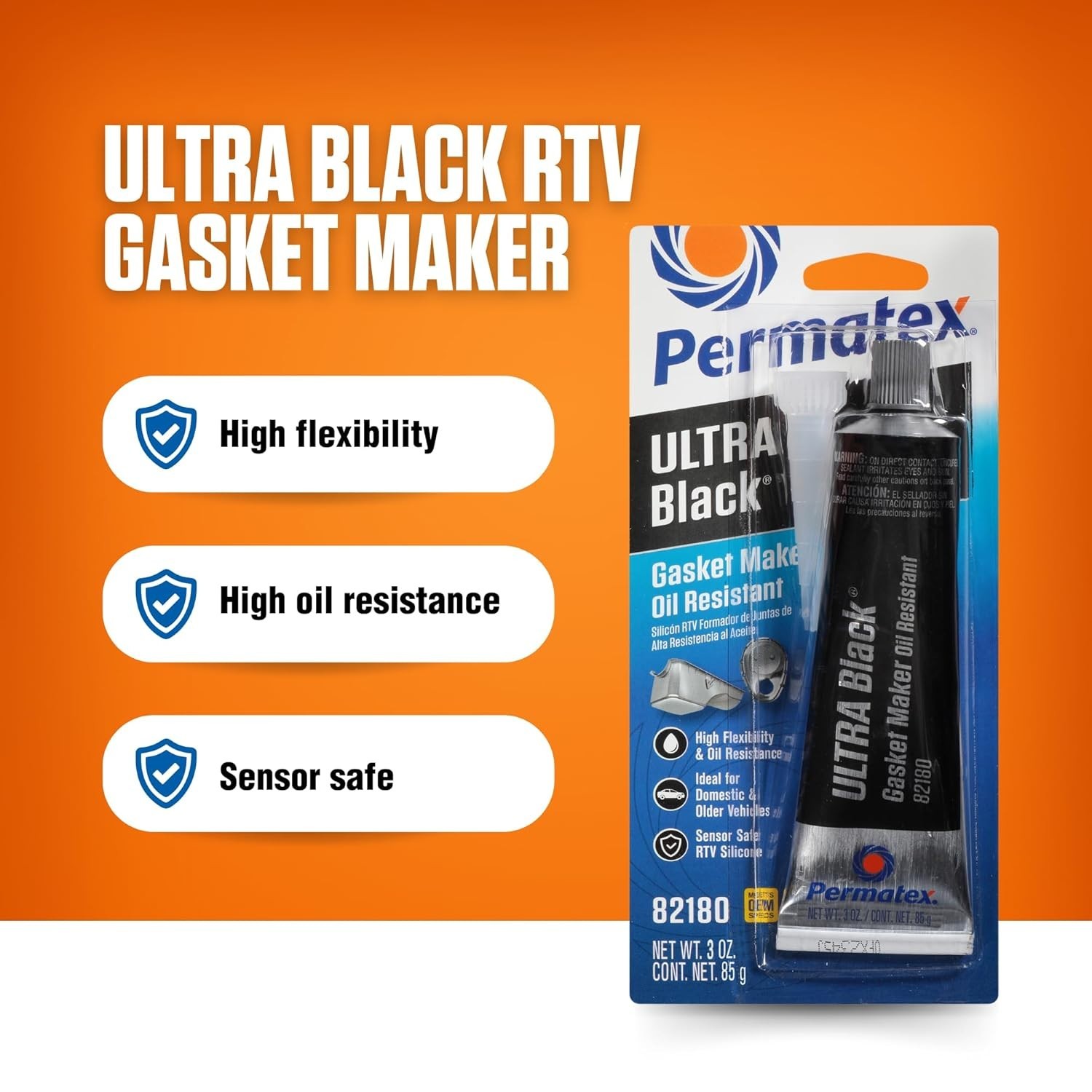 3 oz Ultra Black Gasket Maker - Sensor Safe, High Flex & Temperature Resistant