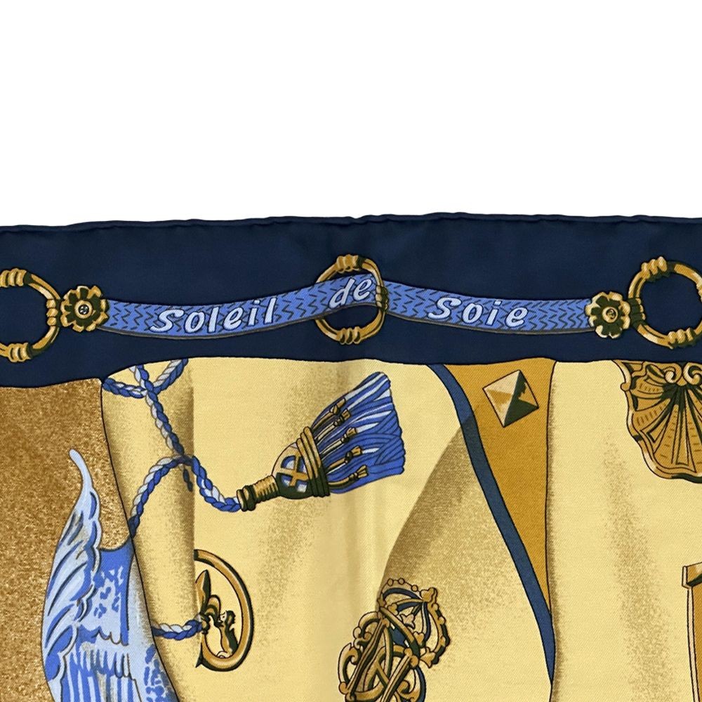 HERMES Carre 90 Soleil de Soie Silk Scarf Navy W 90cm Japan [Used]