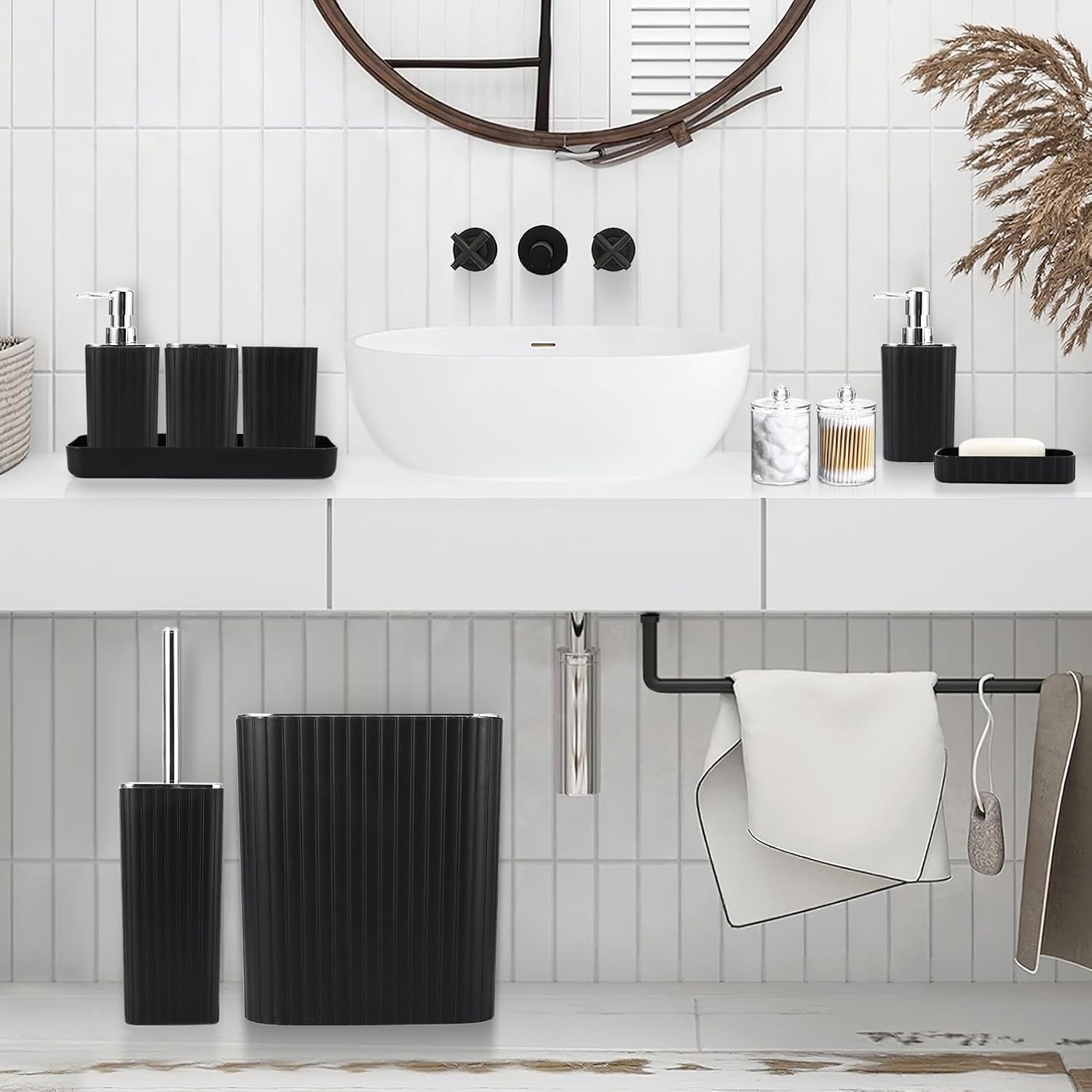 Bathroom Accessories Set - Gorgeous Bathroom Set, 10PC Black Bathroom Accessory
