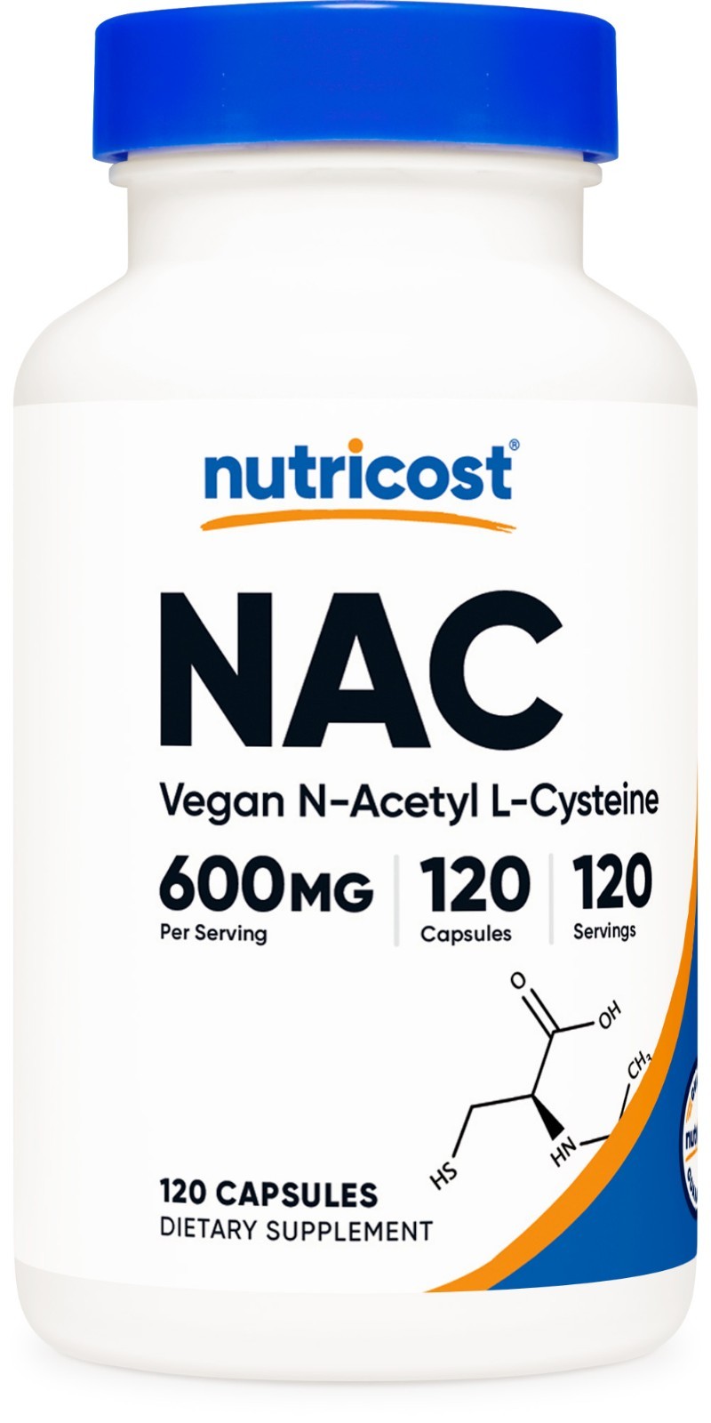 Nutricost N-Acetyl L-Cysteine (NAC) 600mg, 120 Vegan Capsules - Non-GMO