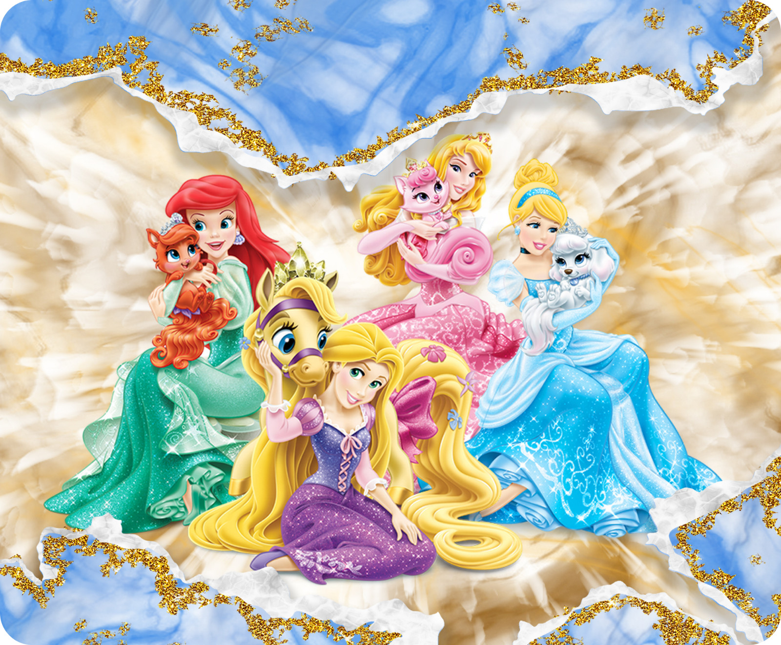 4 Princesses/Pets, Mouse Pad, Sublimated, Can Personalize, Made to Order (mp212)