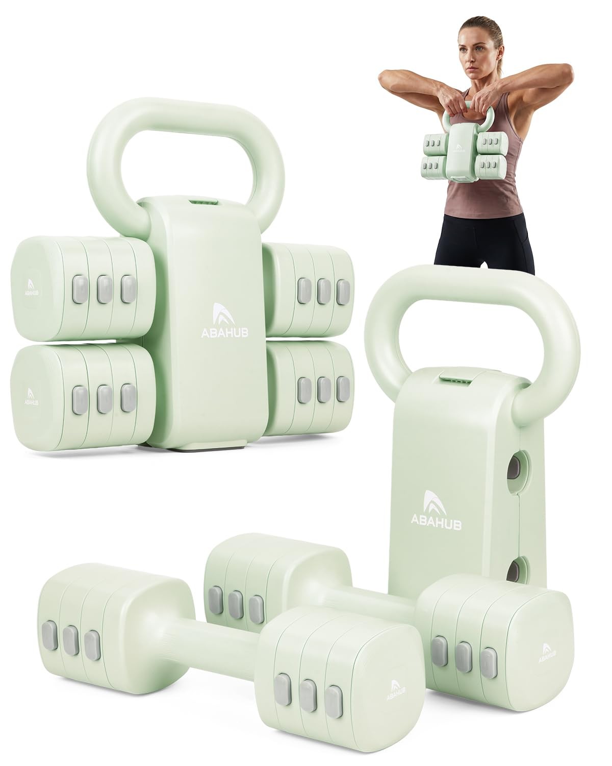 Adjustable Kettlebell Set, 4 in 1 Free Weight Dumbbell Set with Kettlebell Gr...